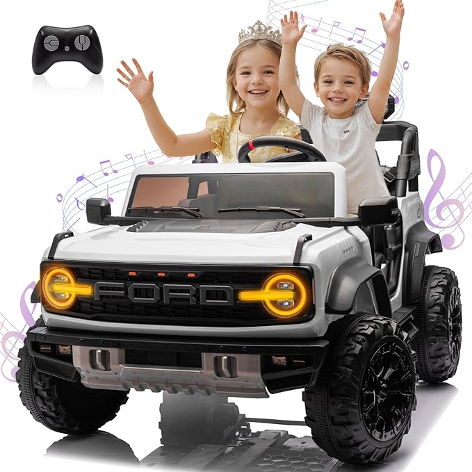 2 Seater 24V Ride on Toys for Big Kids, Licensed Ford Bronco Raptor, Powerful Wheel
