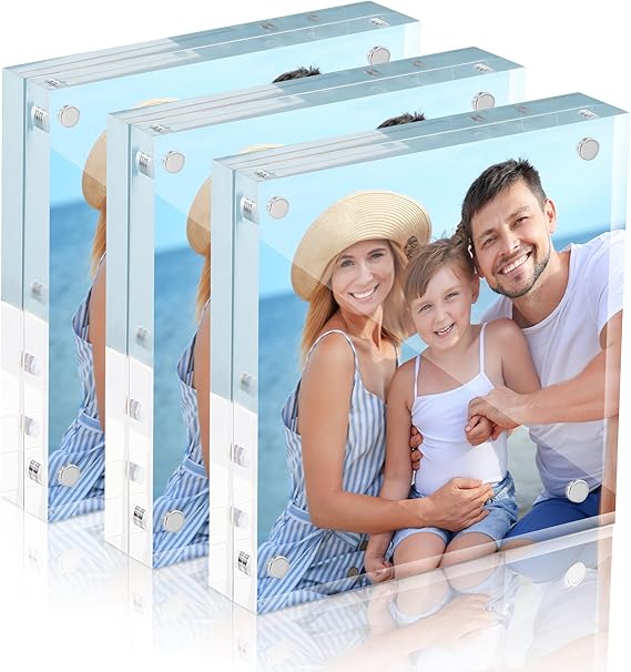 Acrylic Picture Frames 4x6, 3 Pack Magnetic 4 x 6 Picture Frame