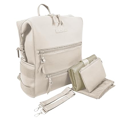 Neoprene Diaper Bag, Minimalist Backpack Diaper Bag with Pouch