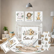 5-Piece Personalized Baby Crib Bedding Set - Animal Safari