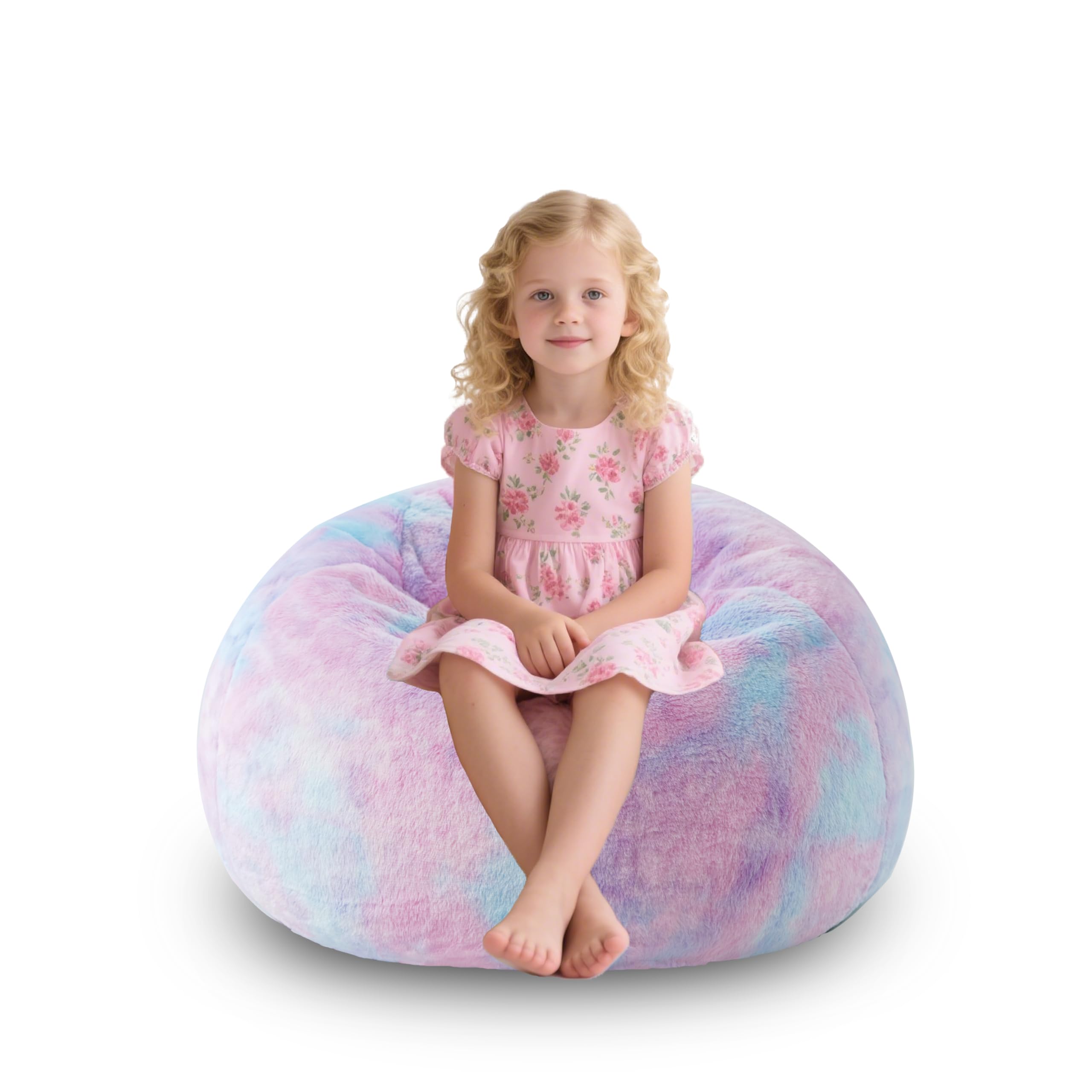 Soft Fluffy Bean Bag Chair with Faux Rabbit Fur Cover