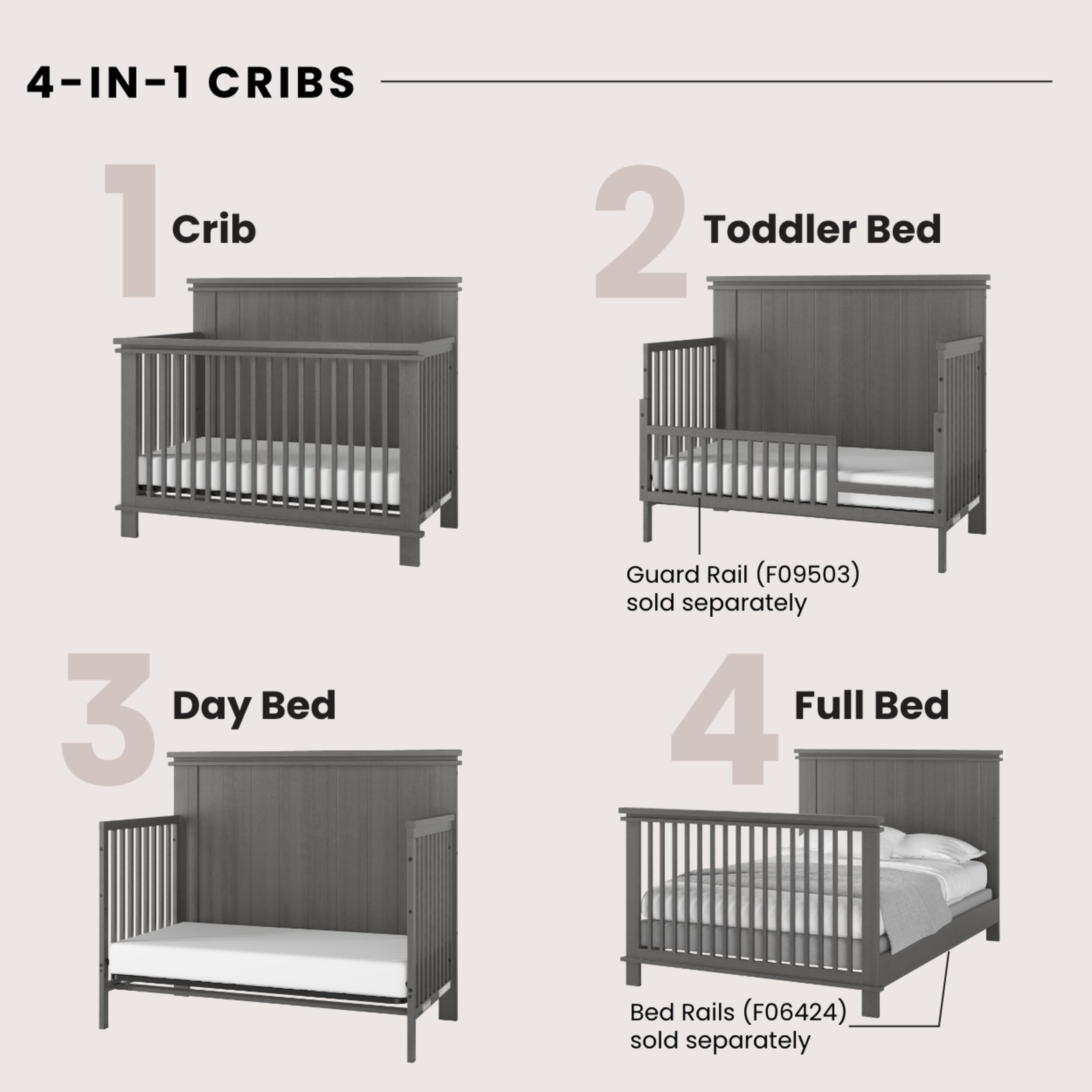 2-Piece Convertible Crib and Dresser Nursery Set