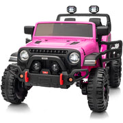 2 Seater Ride on Toy Car for Kids, 24V 4x4 Ride-on Truck Kids Electric Car w/Remote Control, 4x200W Motors - Hot Pink