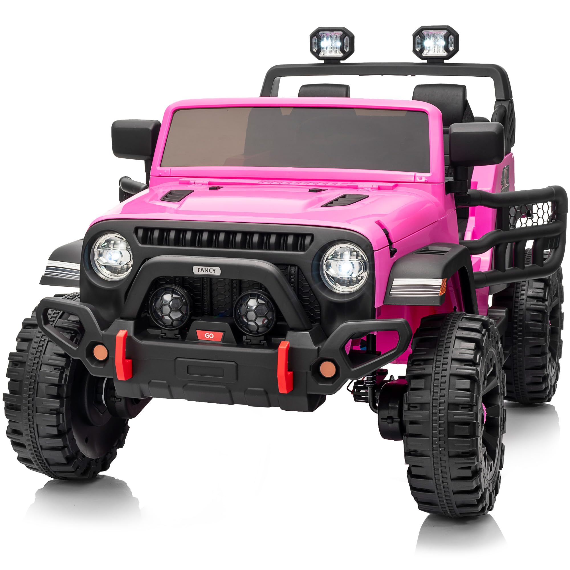 2 Seater Ride on Toy Car for Kids, 24V 4x4 Ride-on Truck Kids Electric Car w/Remote Control, 4x200W Motors - Hot Pink