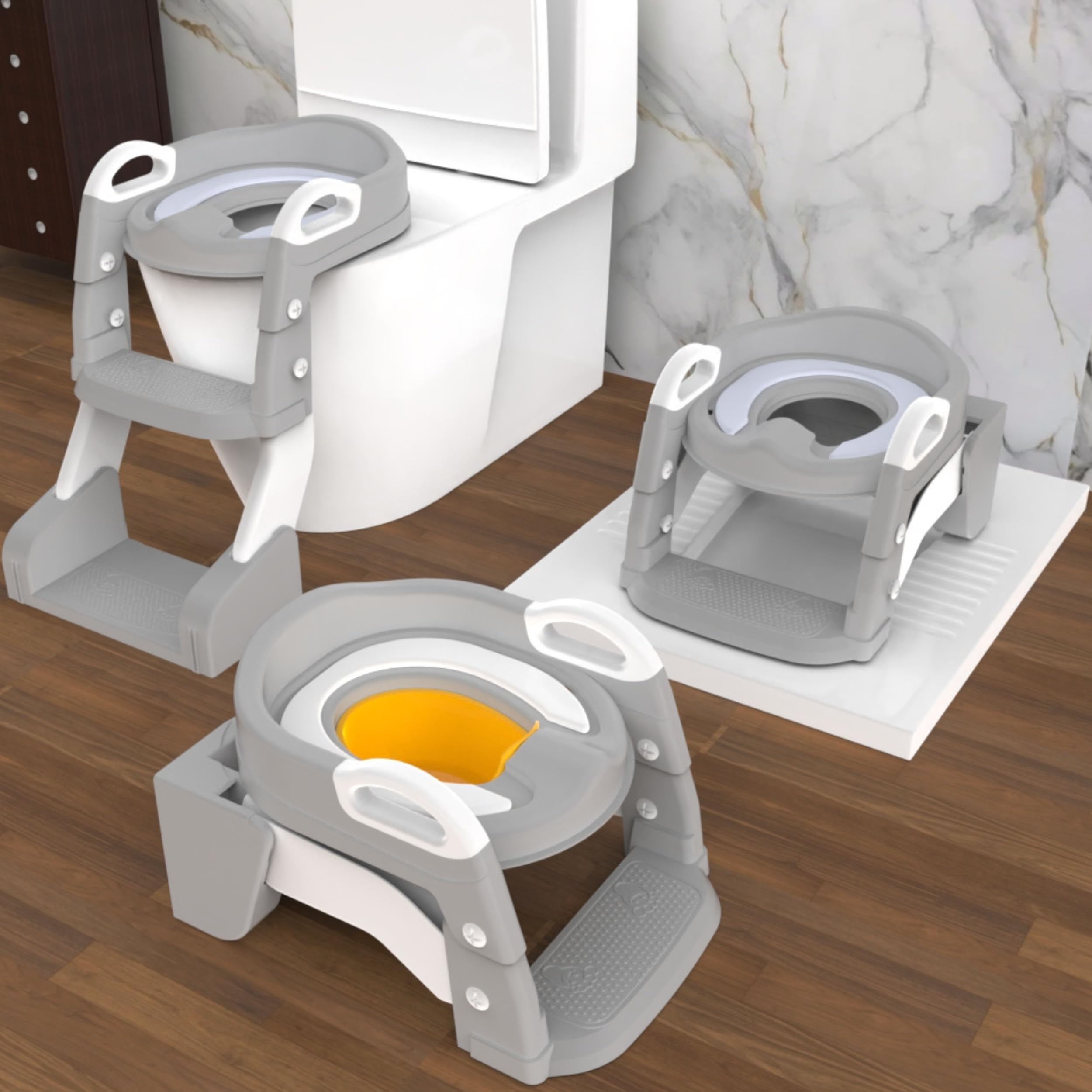 Potty Training Toilet with Ladder, Easy Assembly, Collapsible Potty