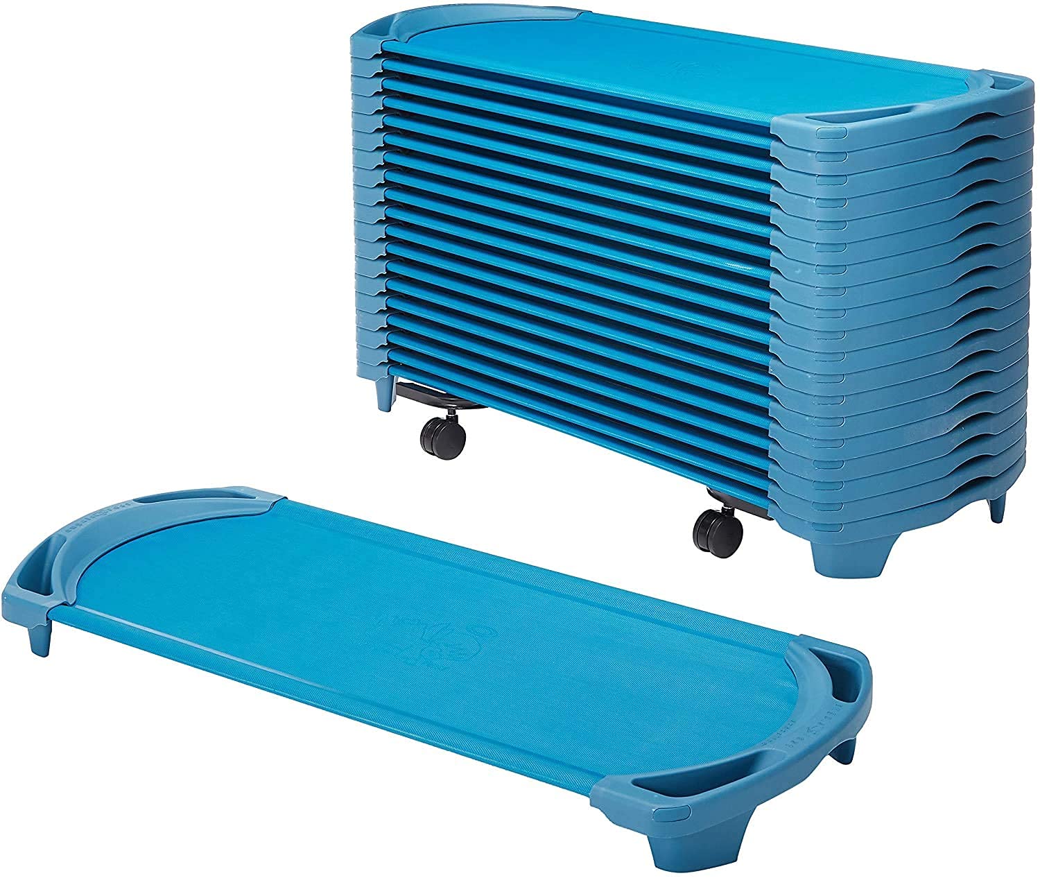 SpaceLine Activity Center and Set of 20 Toddler Nap Cots, Ocean
