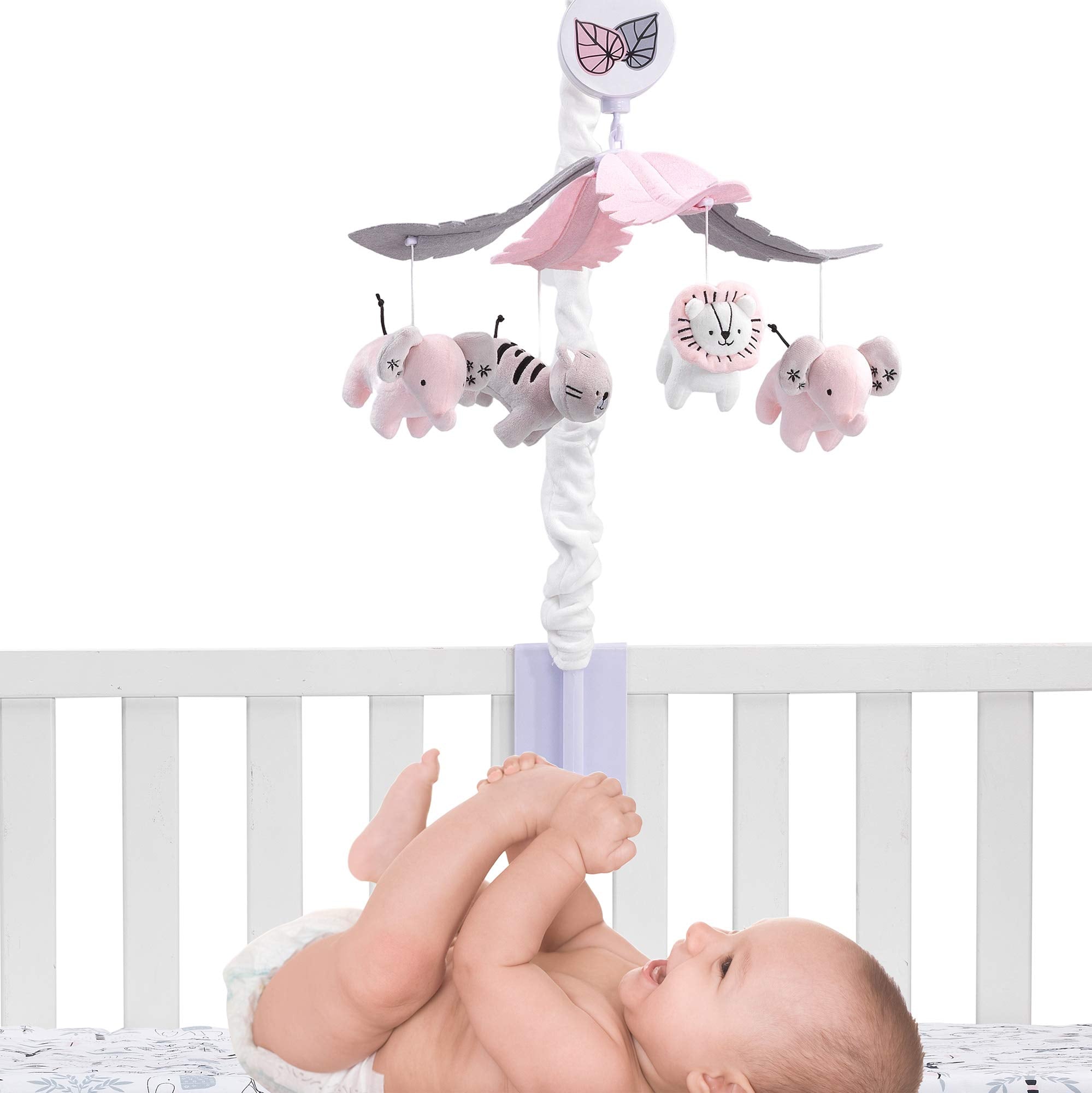 Happy Jungle Musical Baby Crib Mobile Safari Animals Soother Toy