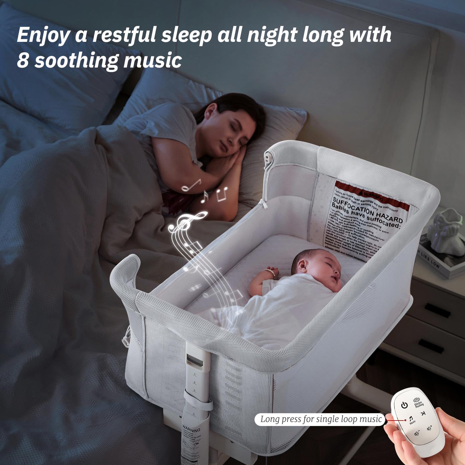 Electric Rocking Bassinet with Bedside Sleeper