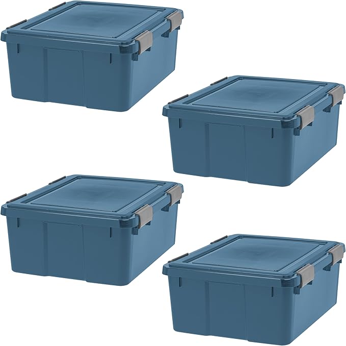 WeatherPro 103 Qt Eco-Friendly Storage Bins with Lids, 2 Pack, BPA-Free Plastic Gasket Box