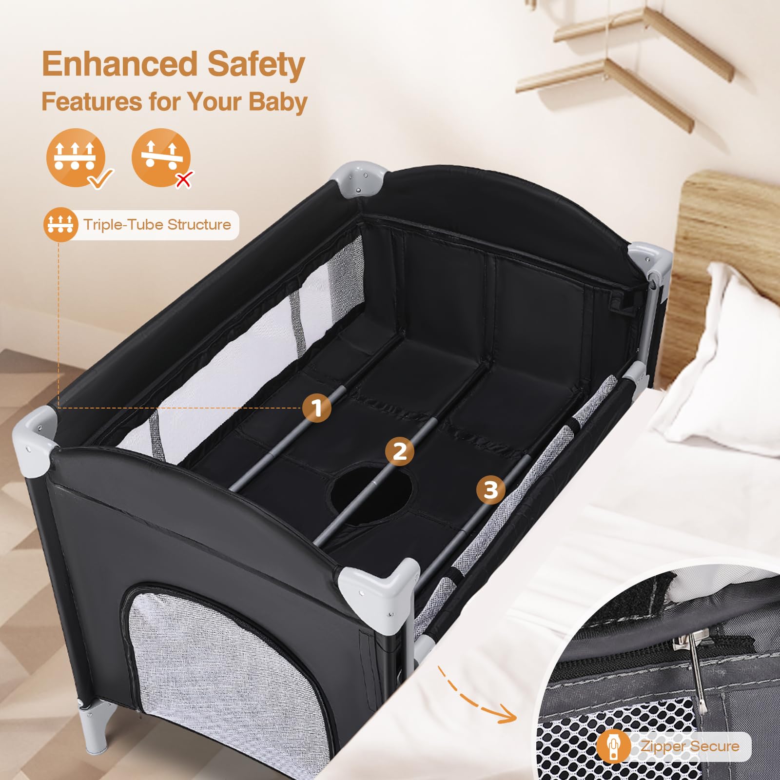 4-in-1 Pack and Play with Bassinet and Toy Bar