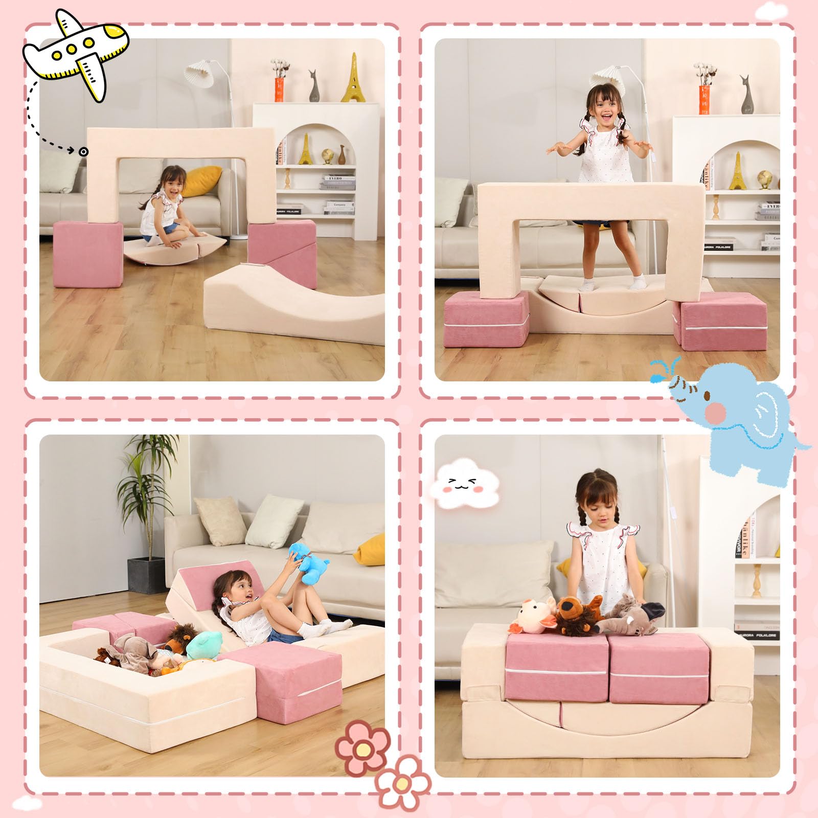 Modular Kids Play Couch with Recliner