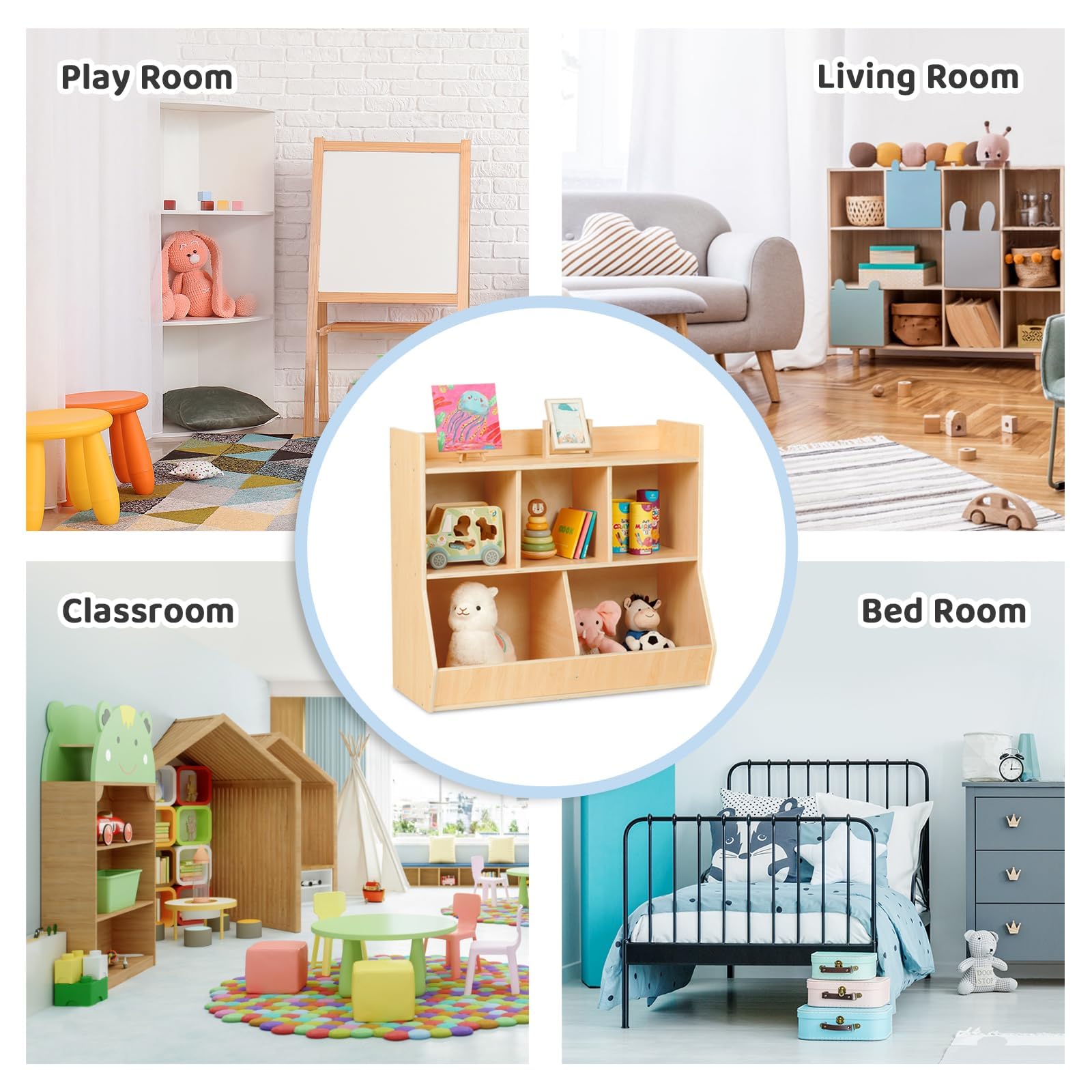 3-Tier Montessori Kids Bookshelf and Toy Storage