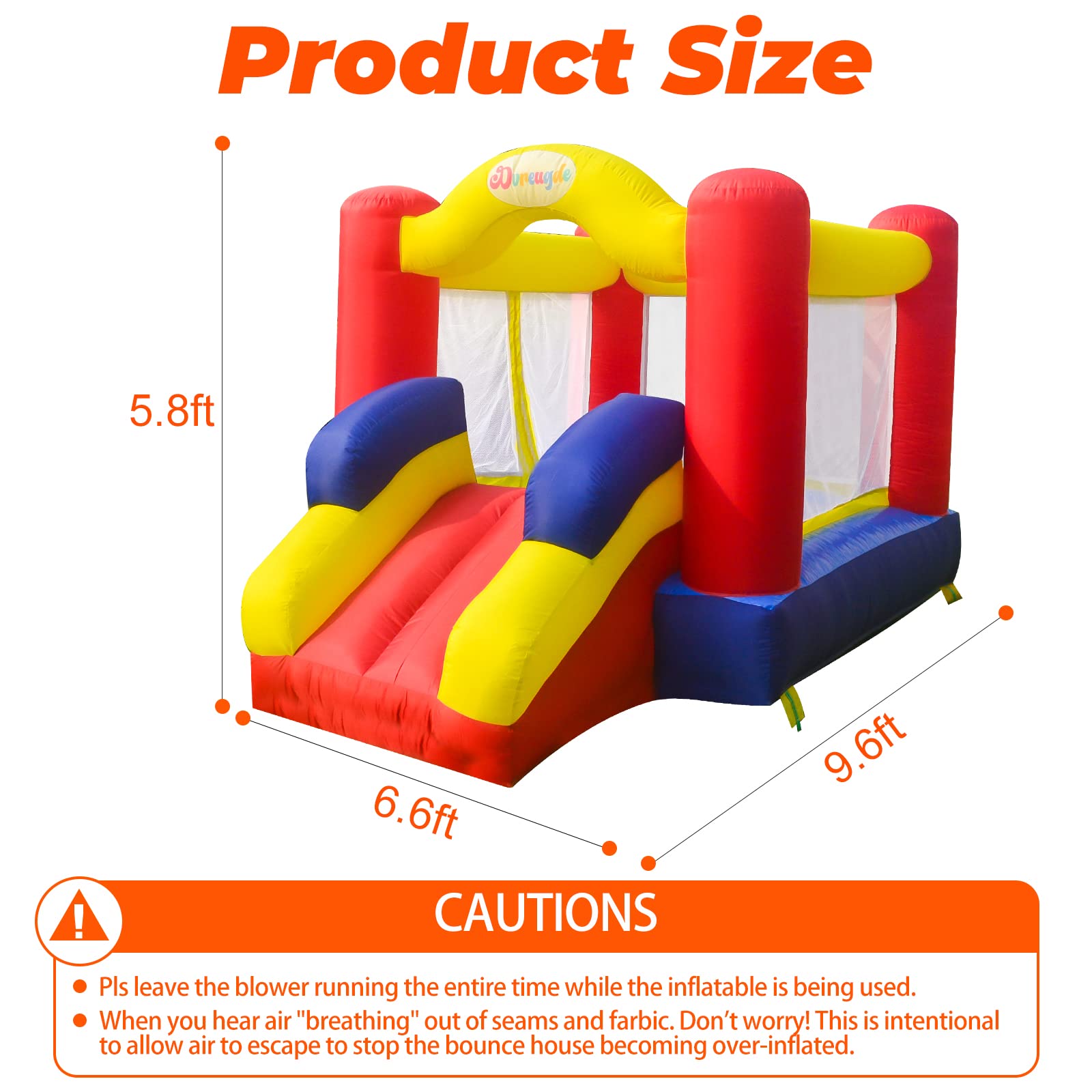 Inflatable Bounce House with Slide for Kids Outdoor