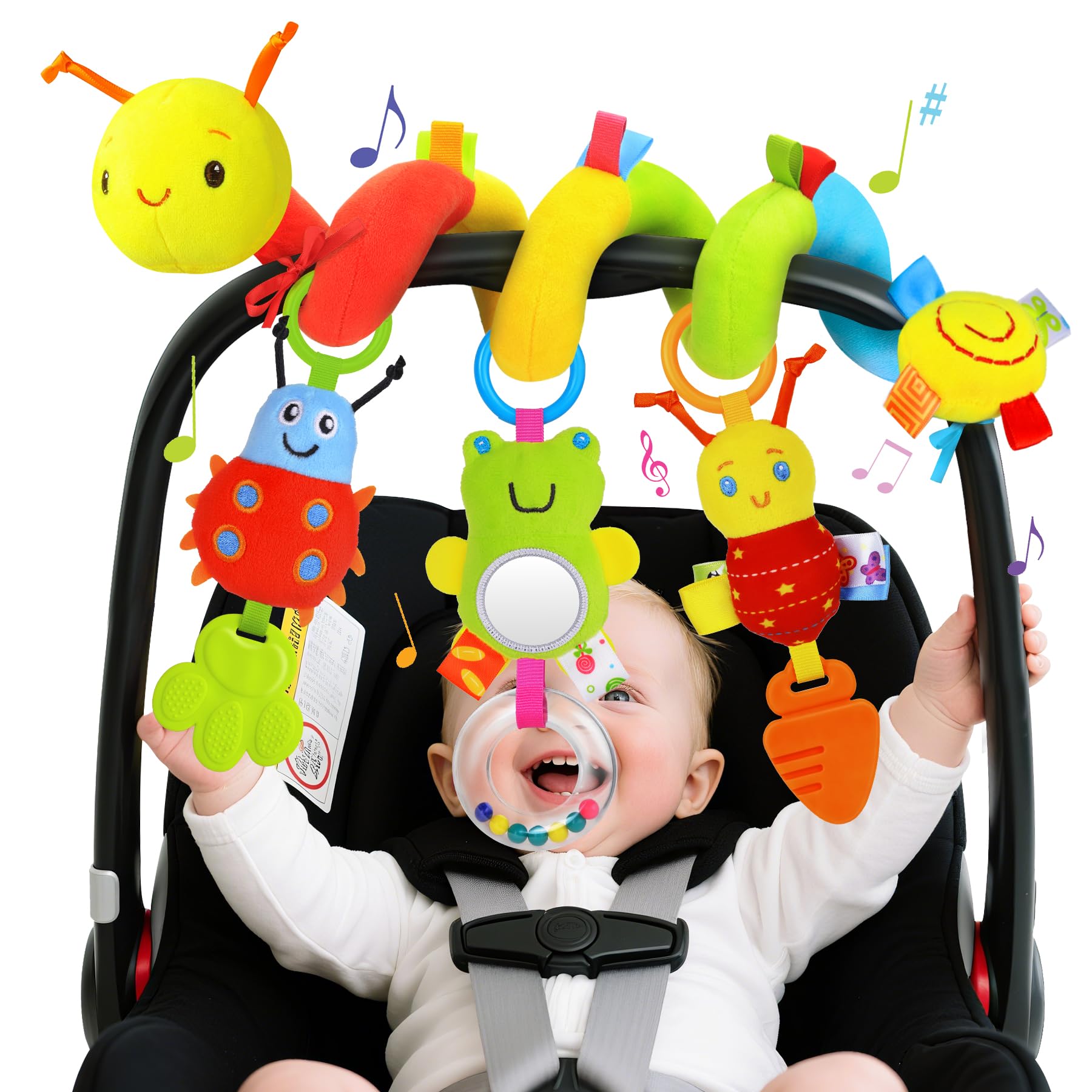 Spiral Car Seat Toys for Babies, 0-6 Months Carseat & Stroller Pram Separable Activity