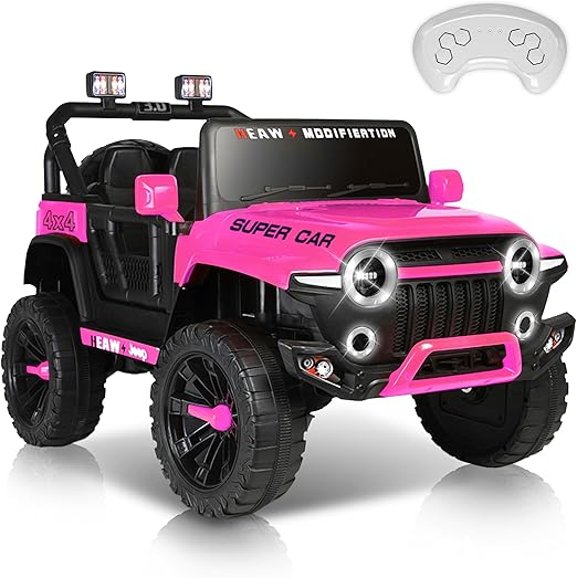 Electric Ride on Car, 24V Ride on Toys for Big Kids with Remote Control, 3 Speeds Change Electric Toddler Car, Kids' Electric Vehicles 2 Seater, LED Headlights, Bluetooth Music, Red