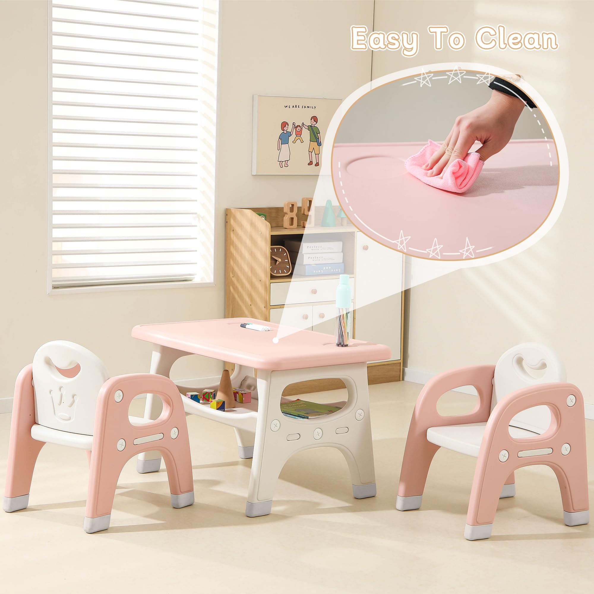 Kids Table and Chairs Set with Storage