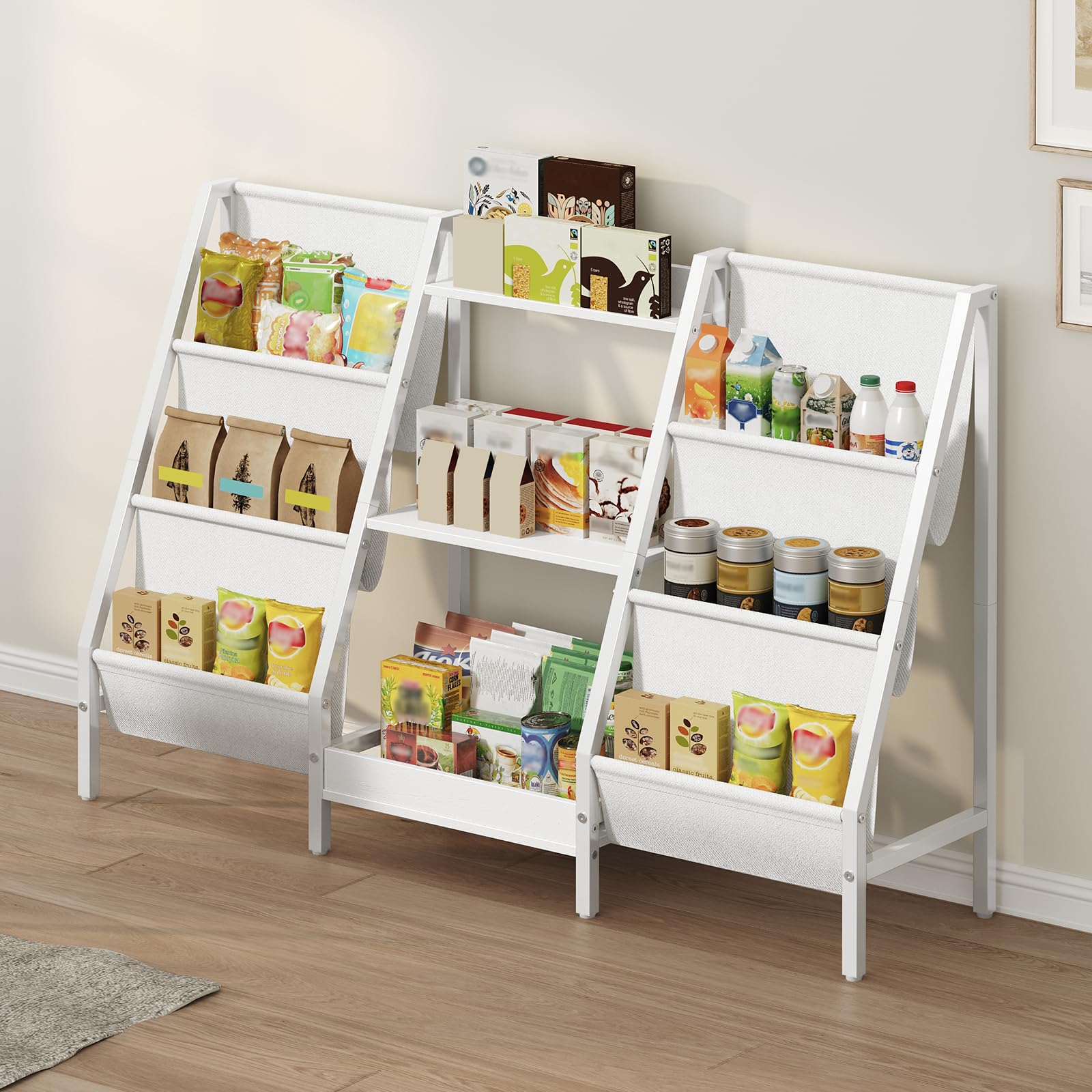 3-Tier Snack Display Rack with Storage Compartments