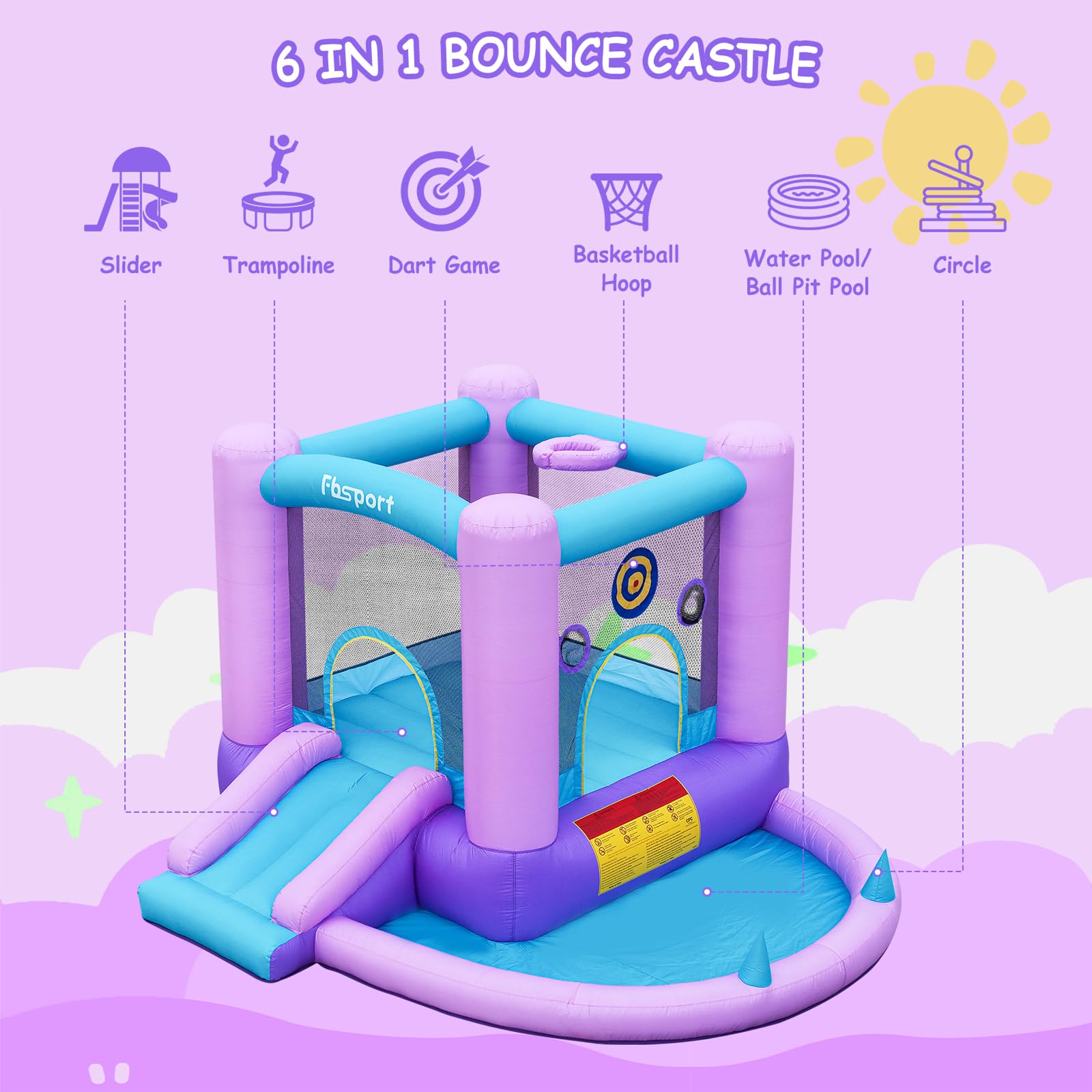 Galaxy Theme Inflatable Bounce House with Slide
