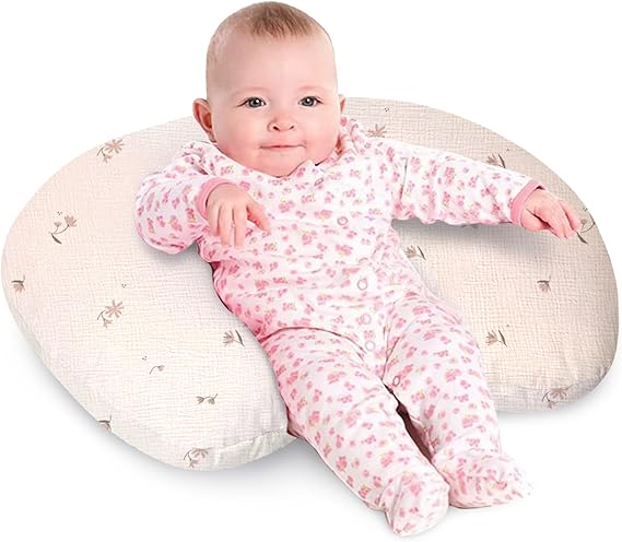 Nursing Pillow, Soft 100% Cotton Breastfeeding Pillow with Breathable Muslin