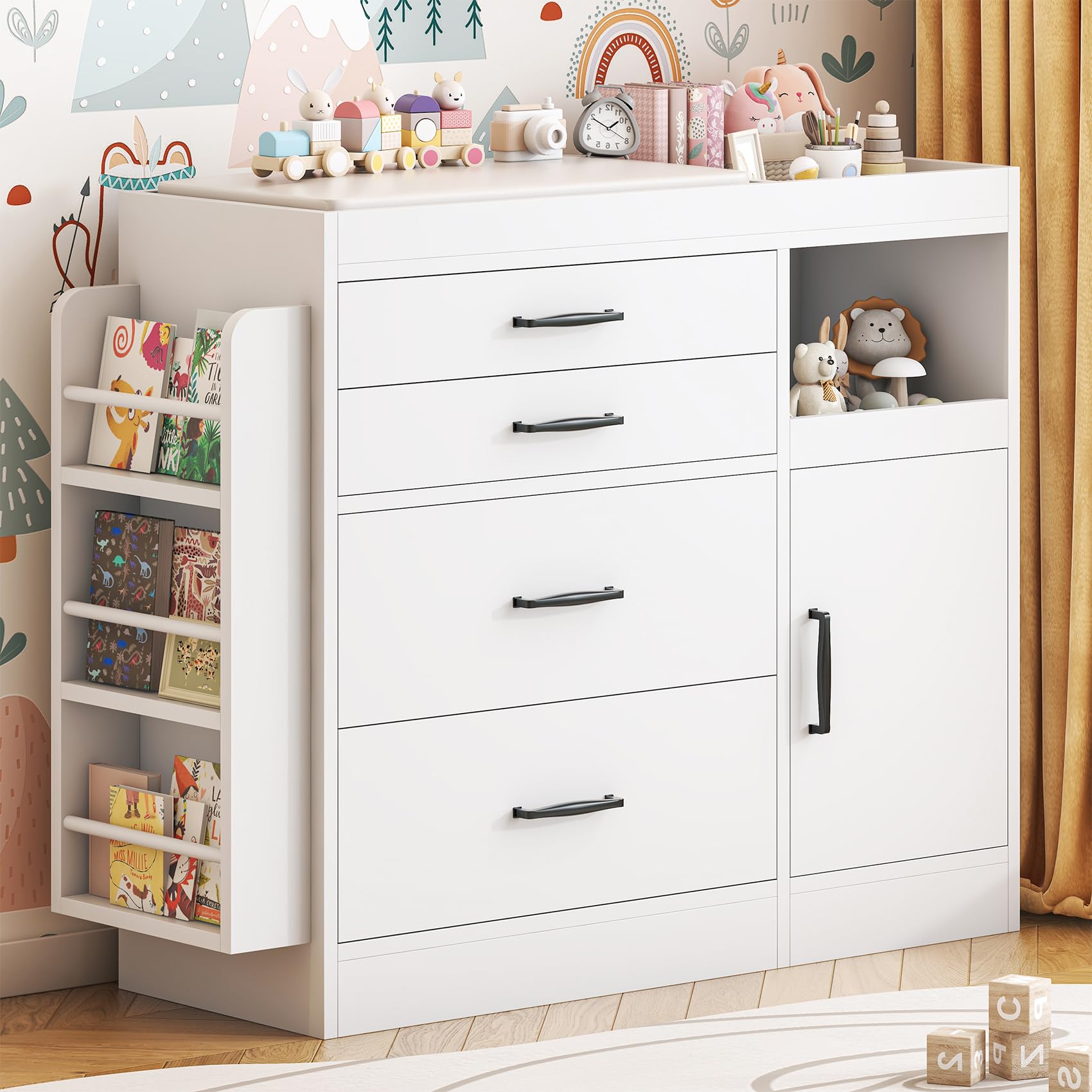 Changing Table Dresser, Baby Nursery Dresser with 4 Drawers