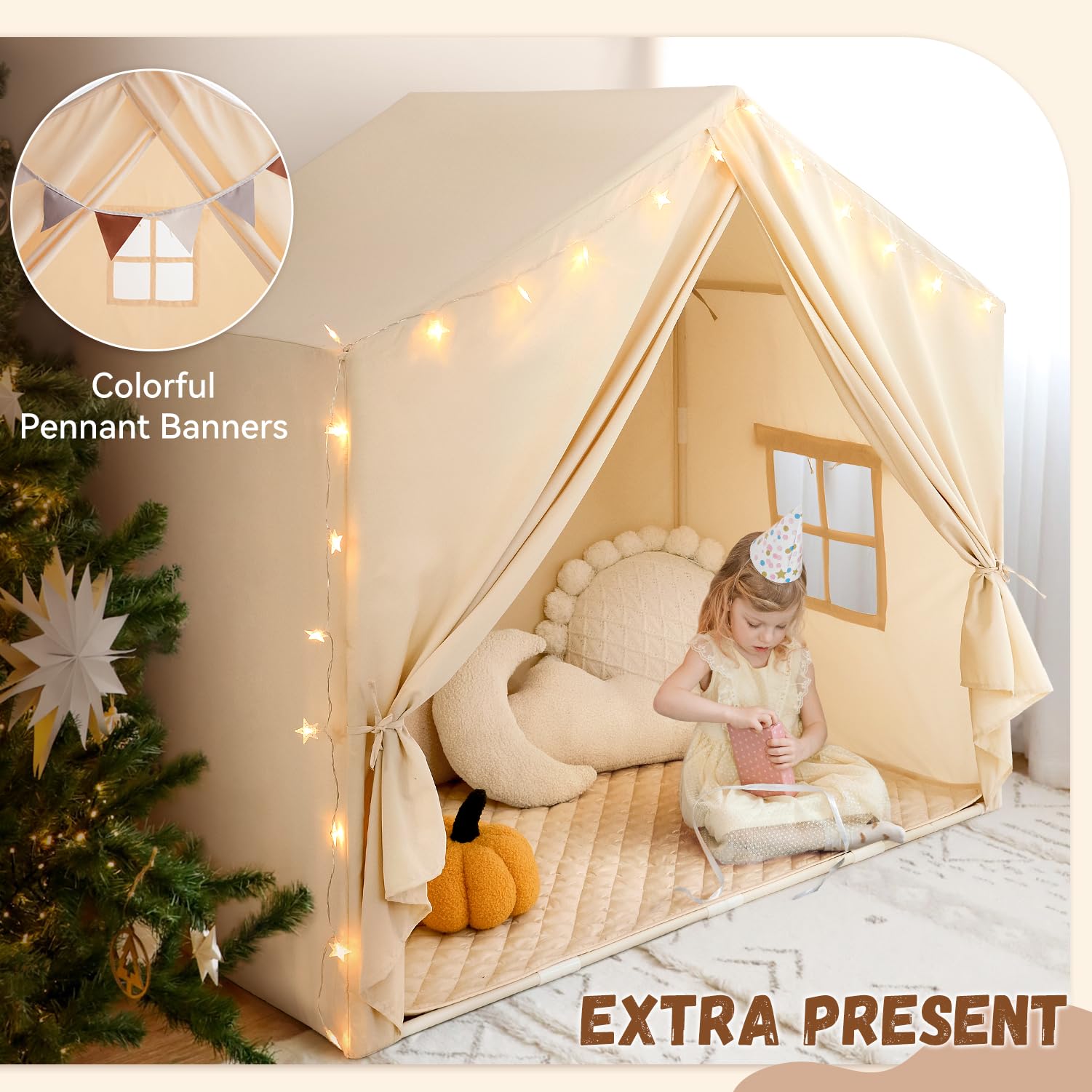 Indoor Play Tent with Padded Mat for Kids
