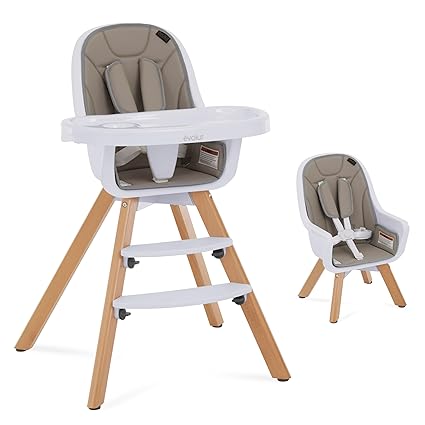 2 in 1 Convertible Baby High Chair in Black, Easy to Clean