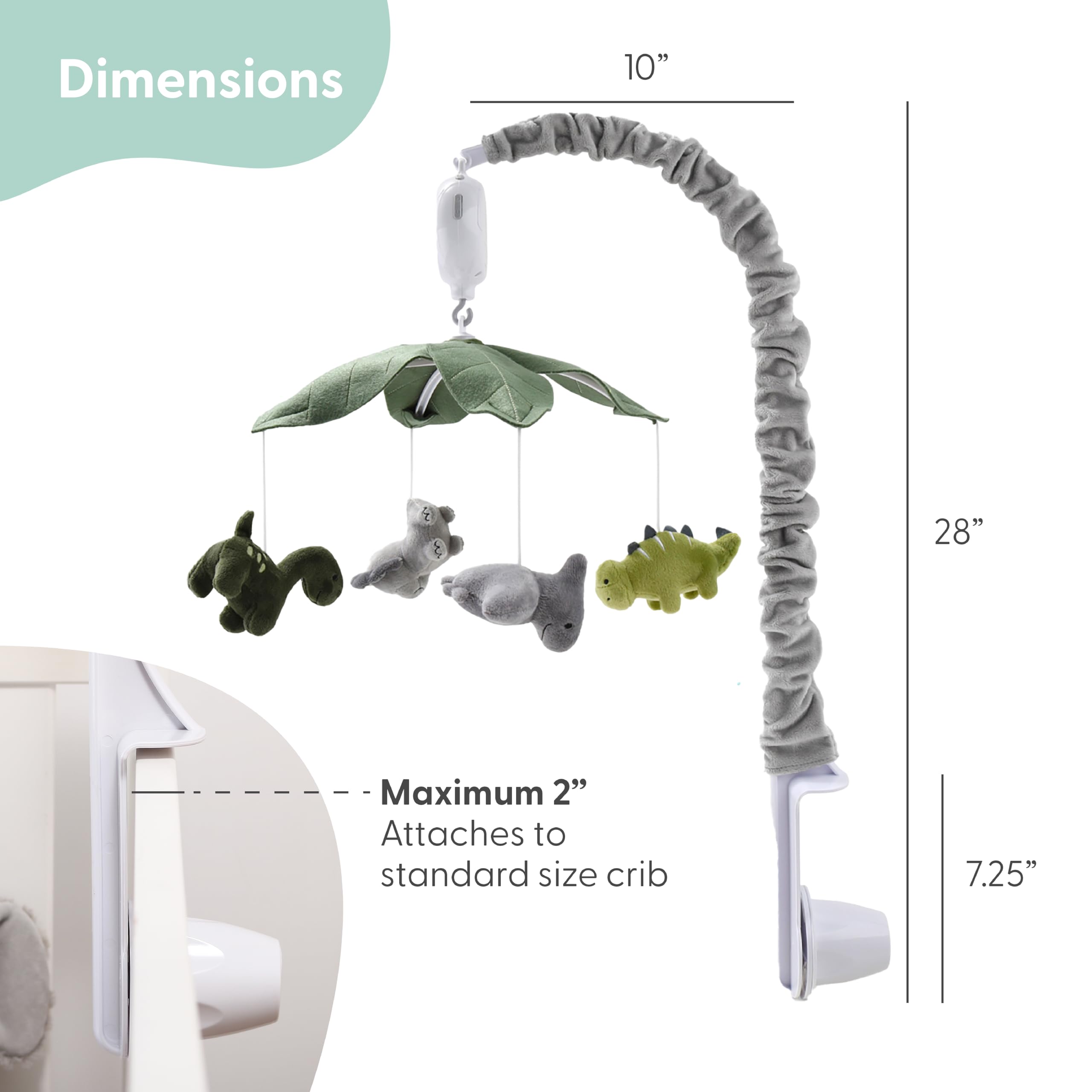 Dinosaur Crib Mobile with Music and Rotating Toys
