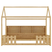 Twin Size House Bed with LED Light, Wood Montessori Floor