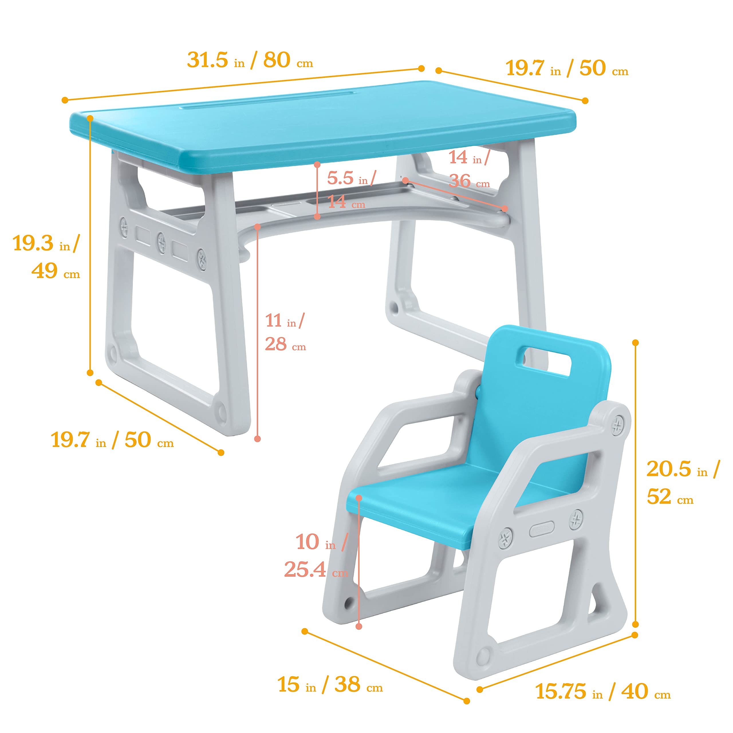 Toddler Desk and Chair Set with Storage Shelf