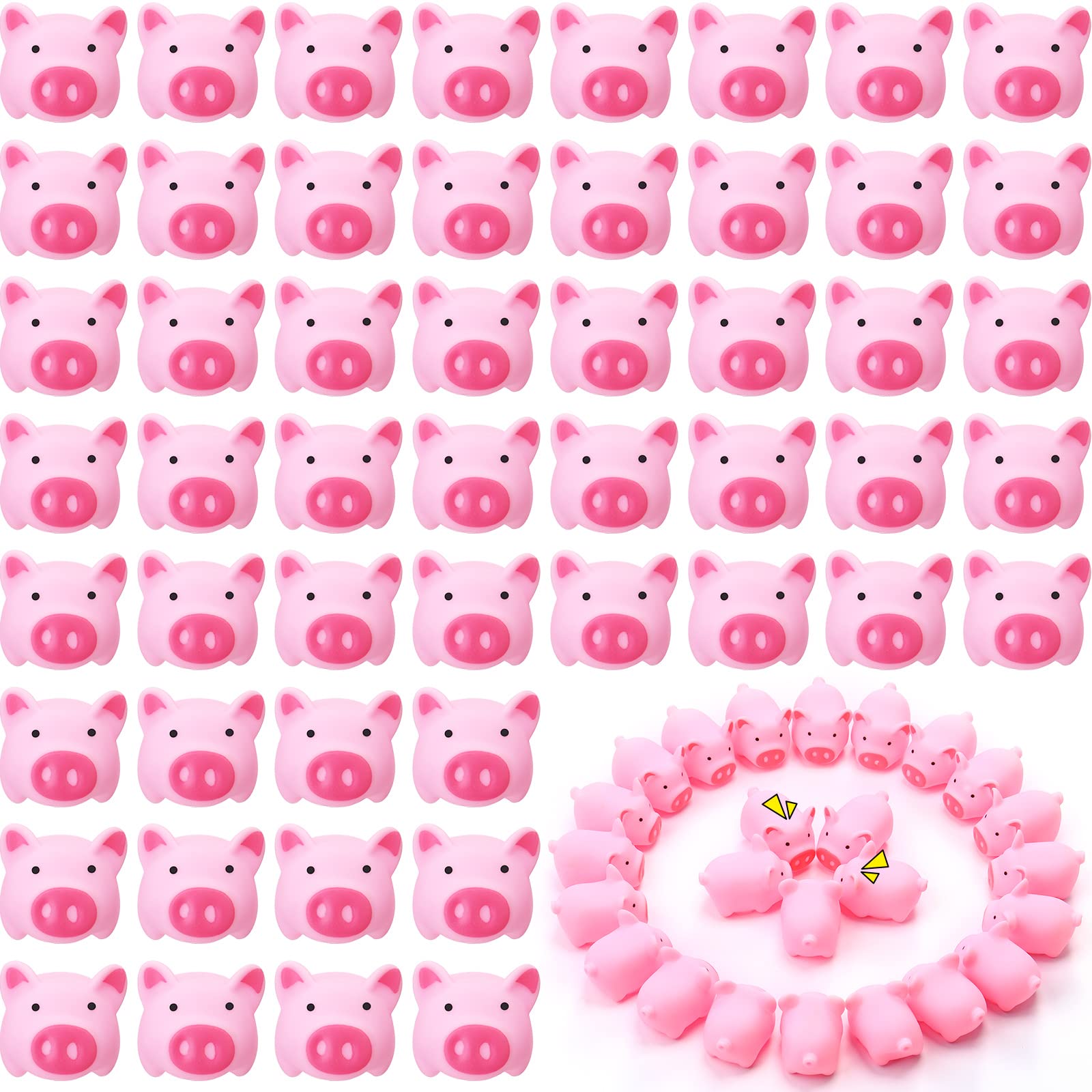 300 Pcs Mini Rubber Pig Bath Toys Bulk Pink Rubber Screaming Sound