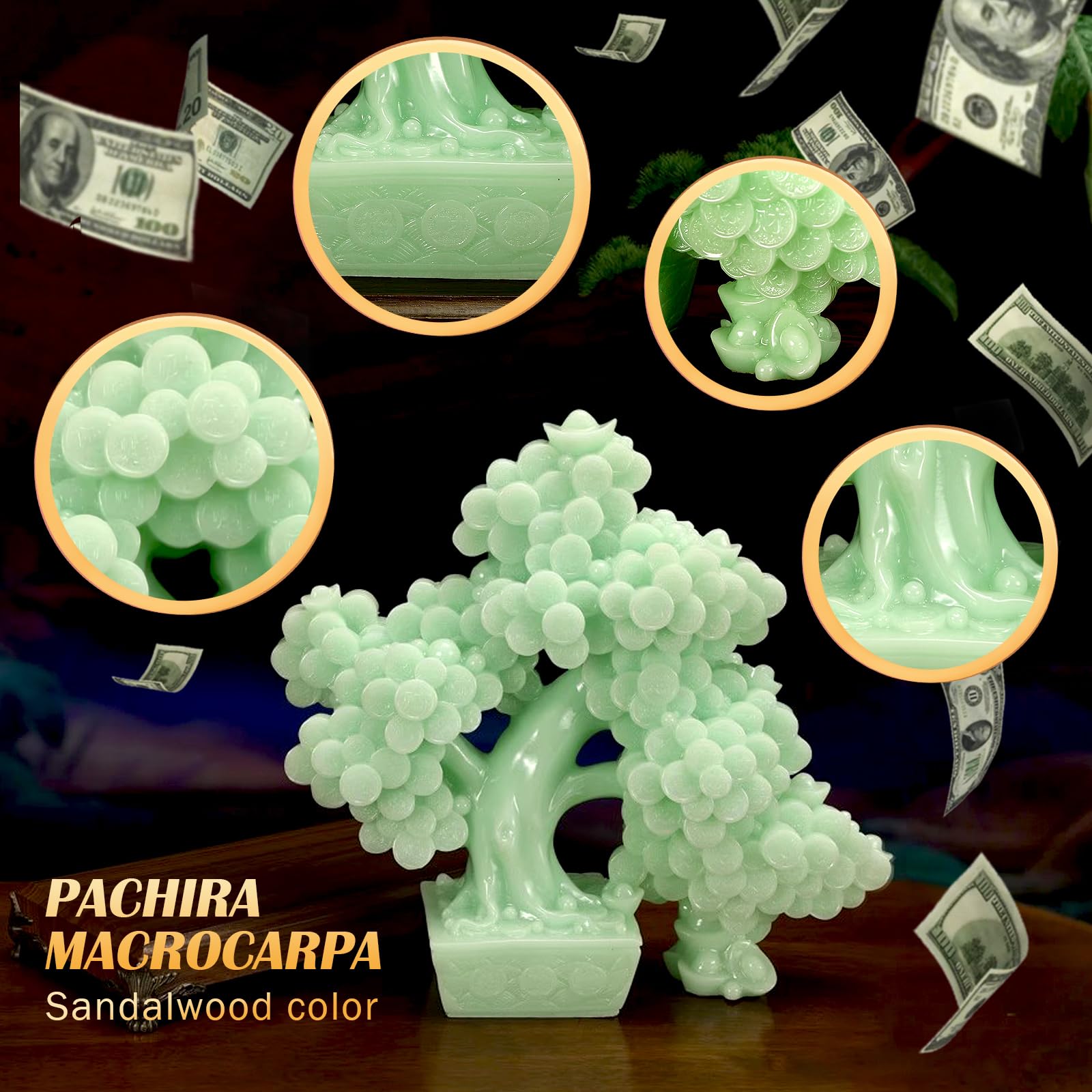 Resin Money Tree Feng Shui Bonsai Decor