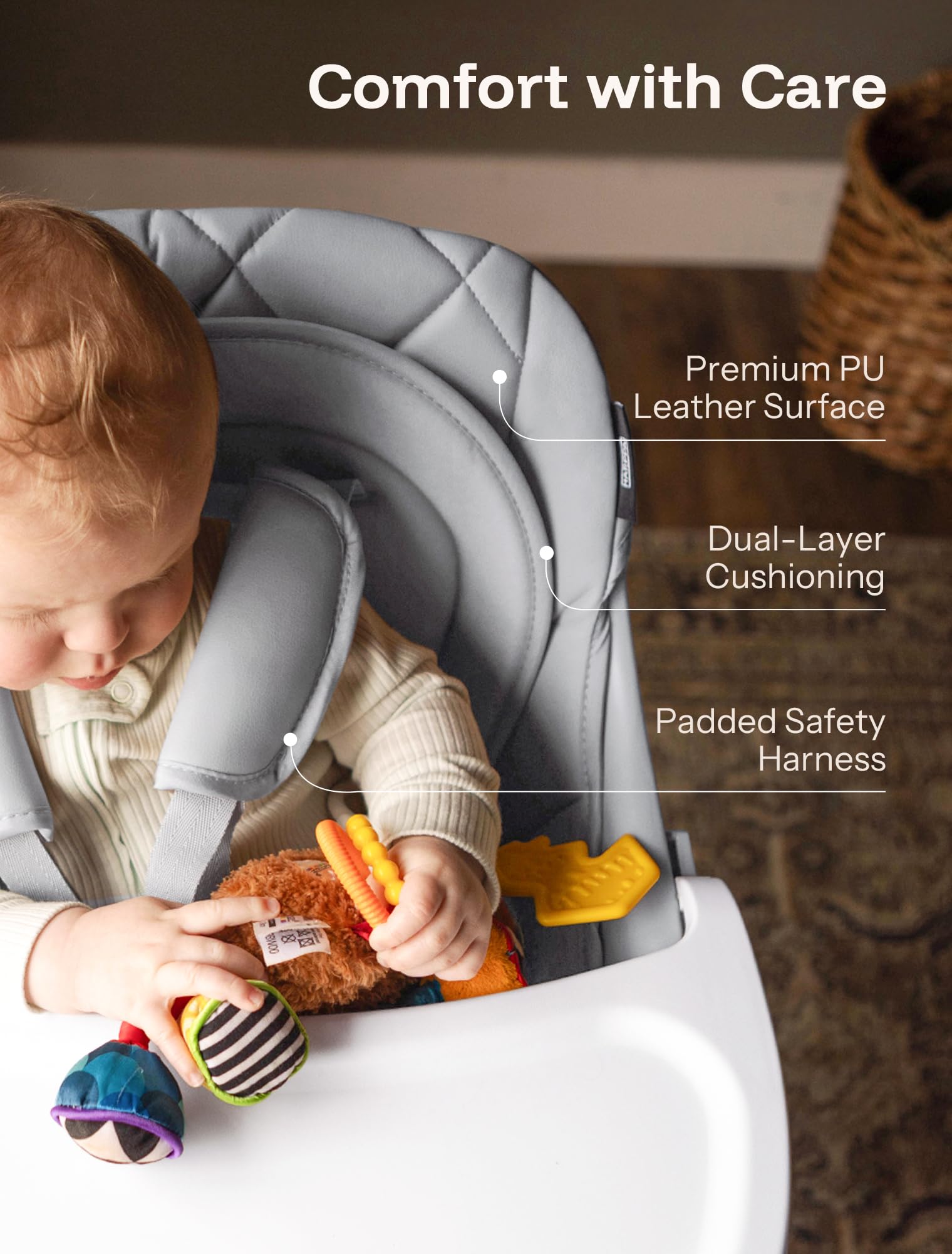 6-in-1 Convertible Baby High Chair with Removable Tray and Adjustable Seat