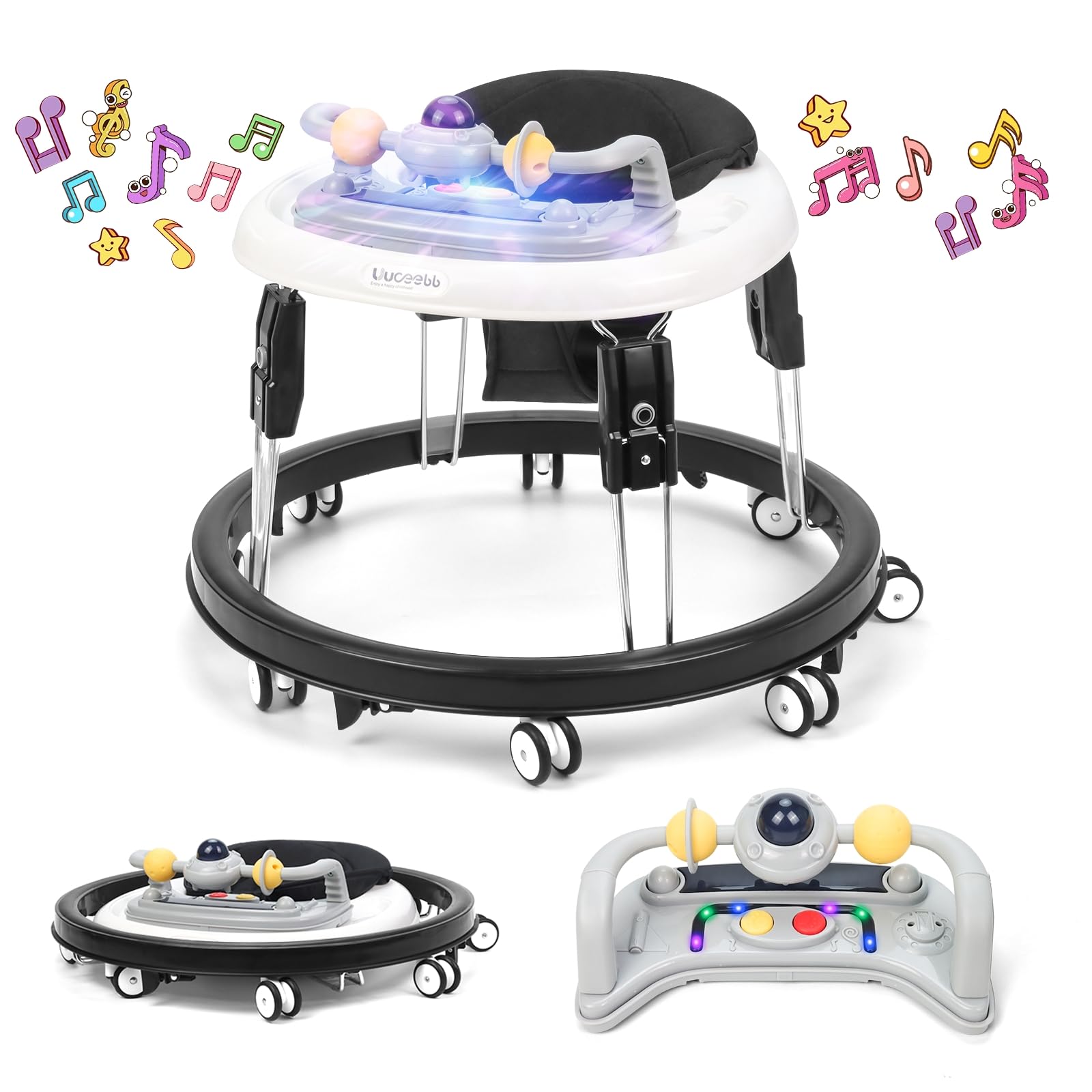 Baby Walker with Wheels,Music and Lights Baby Walker for Boys Girls 6-12 Months