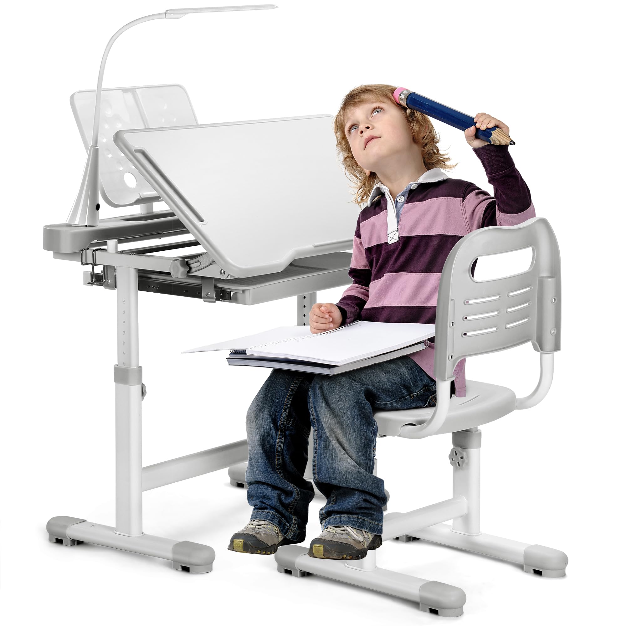 Height Adjustable Kids Desk and Chair Set