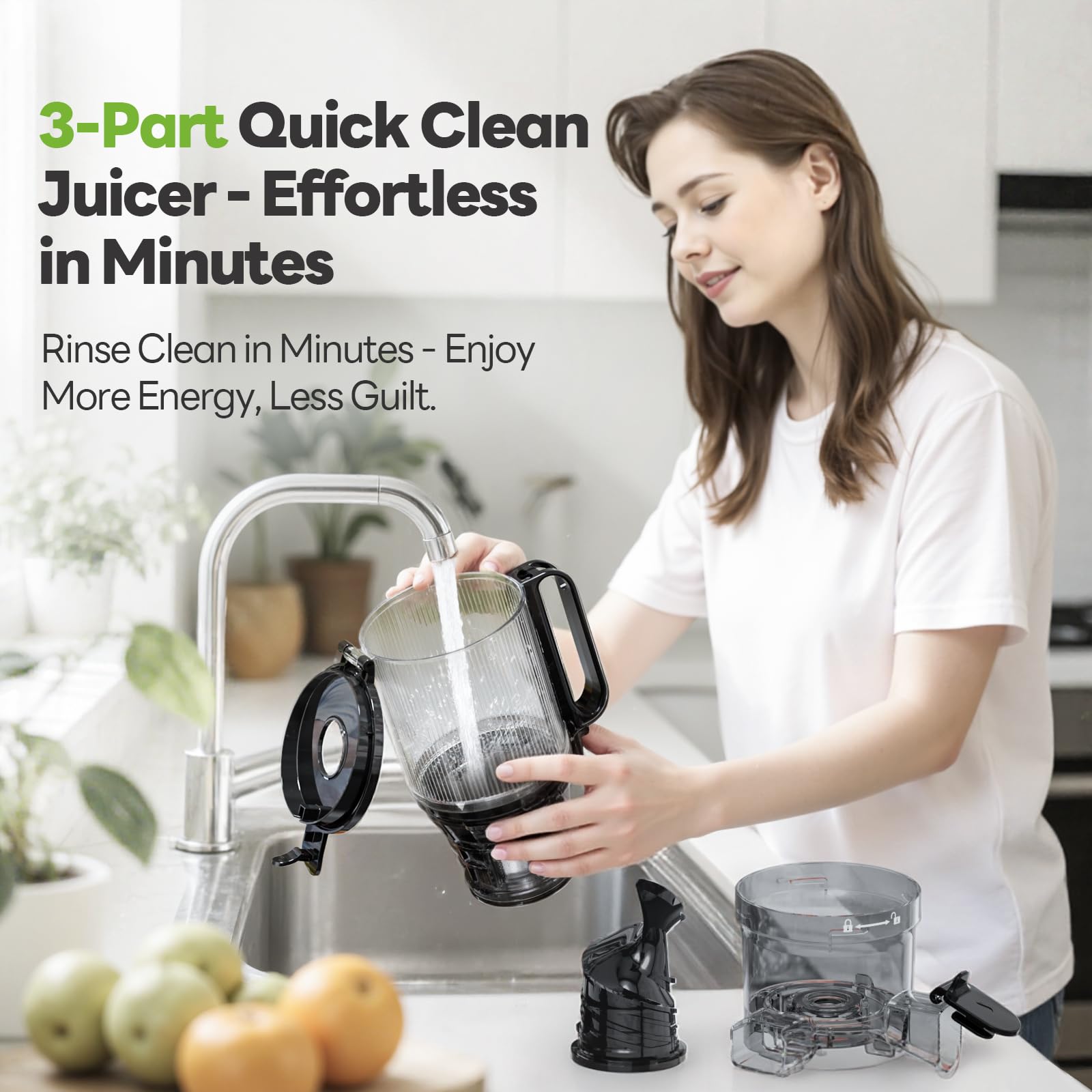 ECOSELF Juicer Machines with 5.3" Mega Mouth & Large Feed Chute, Cold Press Juicer for Whole Fruits & Vegetables, Professional Slow Masticating juicer for Batch Juicing, High Juice Yield Easy to Clean