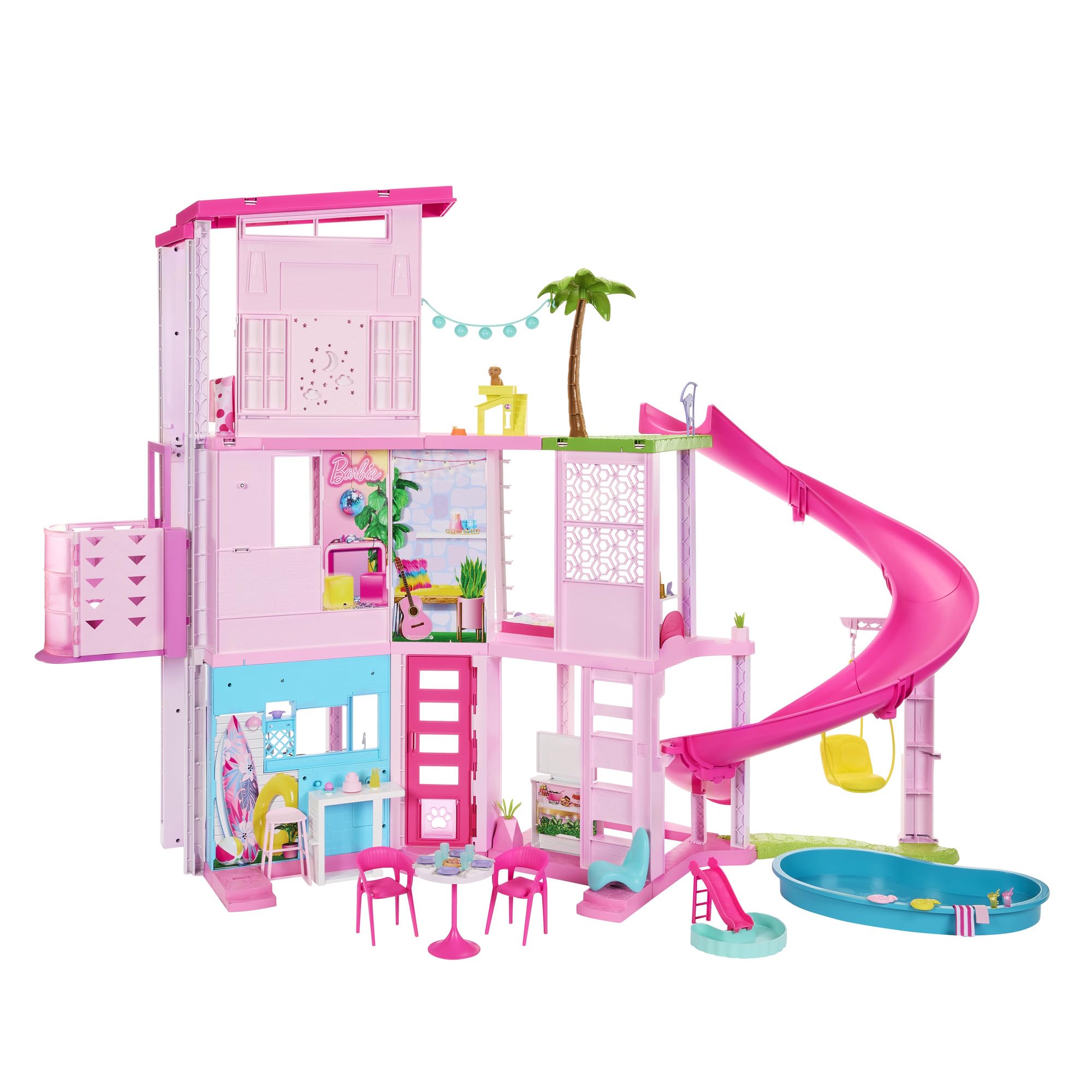 DreamHouse, Doll House Playset with 75+ Pieces Including Toy Furniture & 3-Story Pool