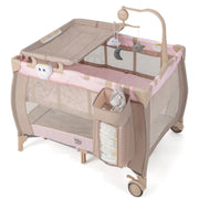 3 in 1 Pink Pack and Play with Bassinet, Portable Baby Playard