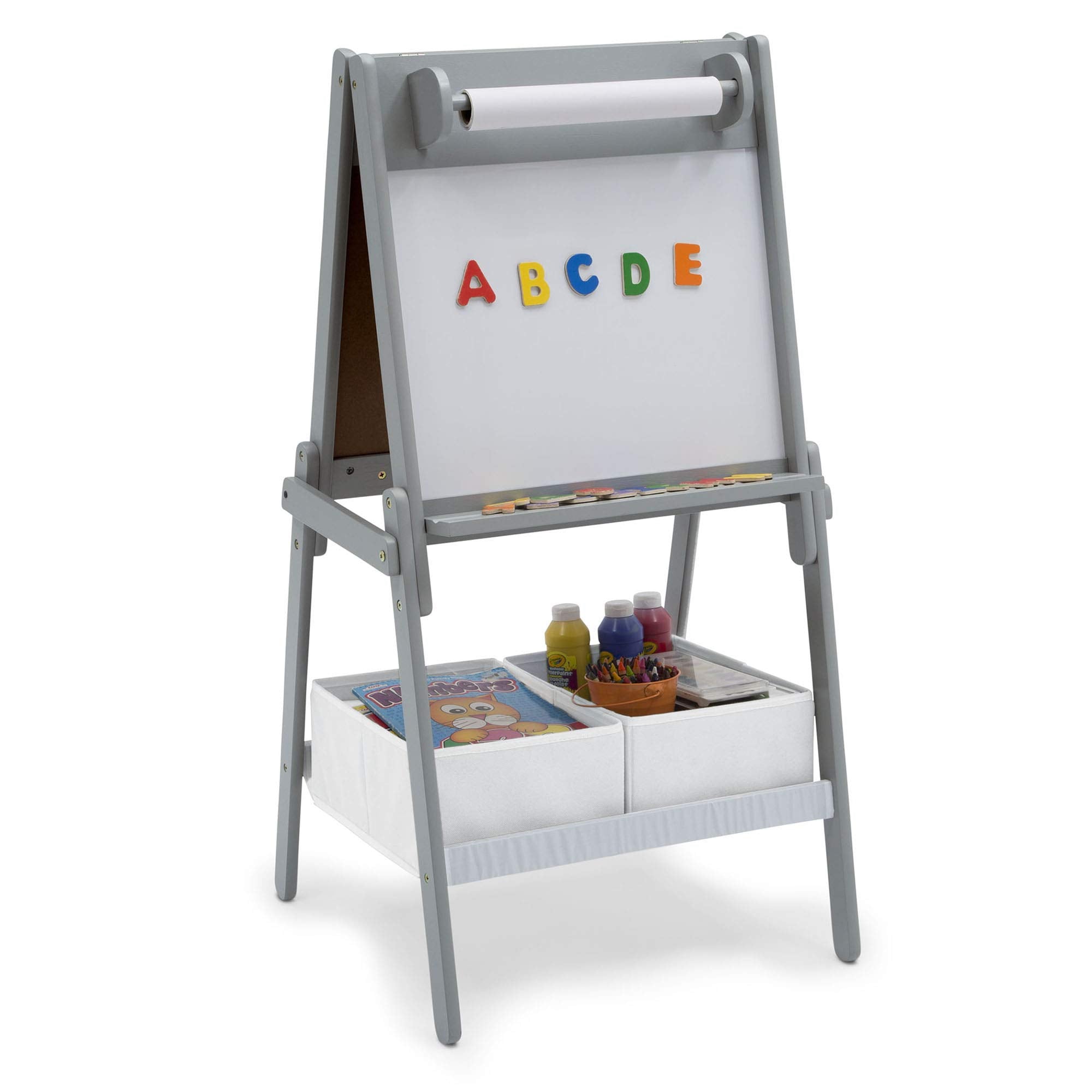 Double-Sided Art Easel with Storage and Paper Roll