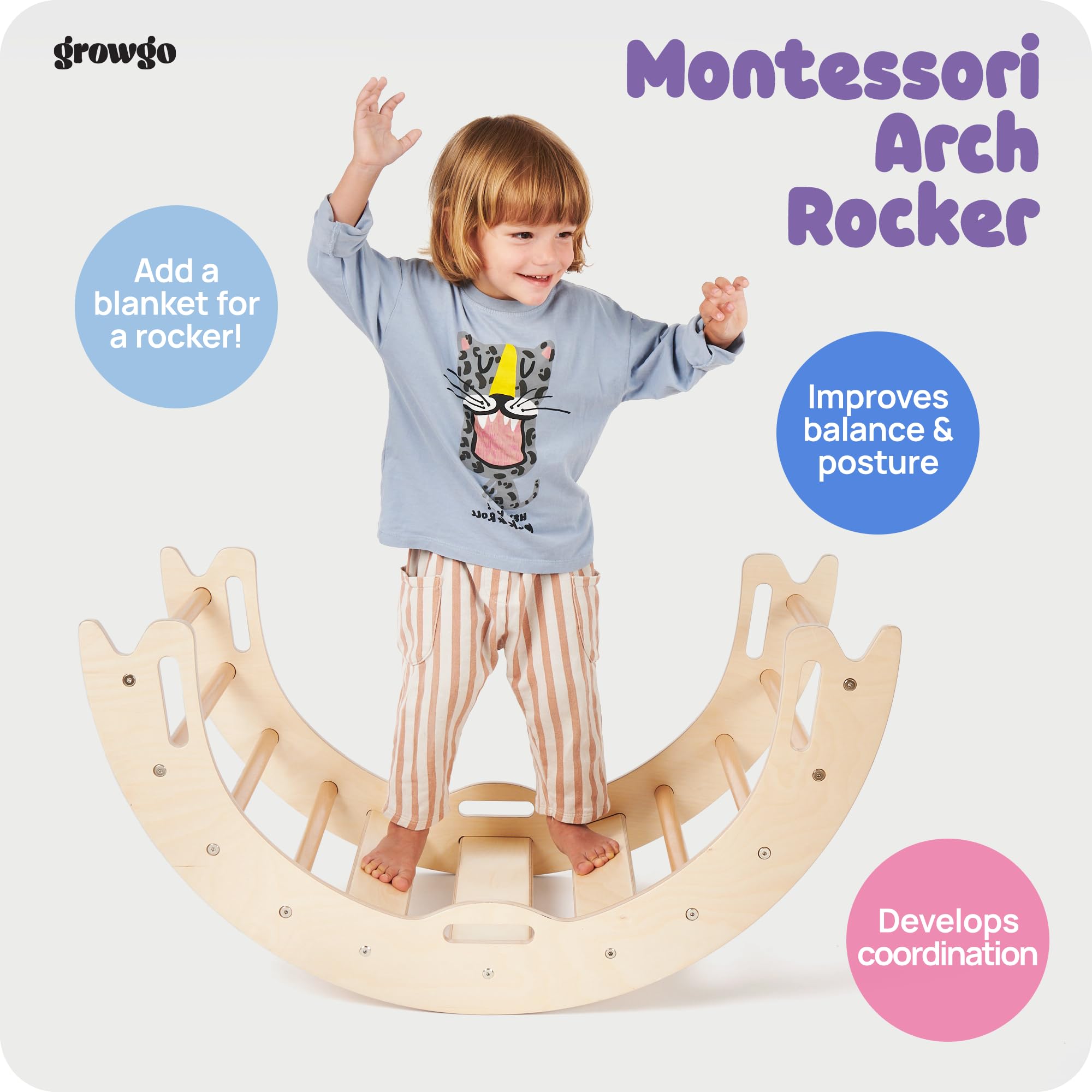 Climbing Arch for Toddlers - Montessori Rocker and Balance Board