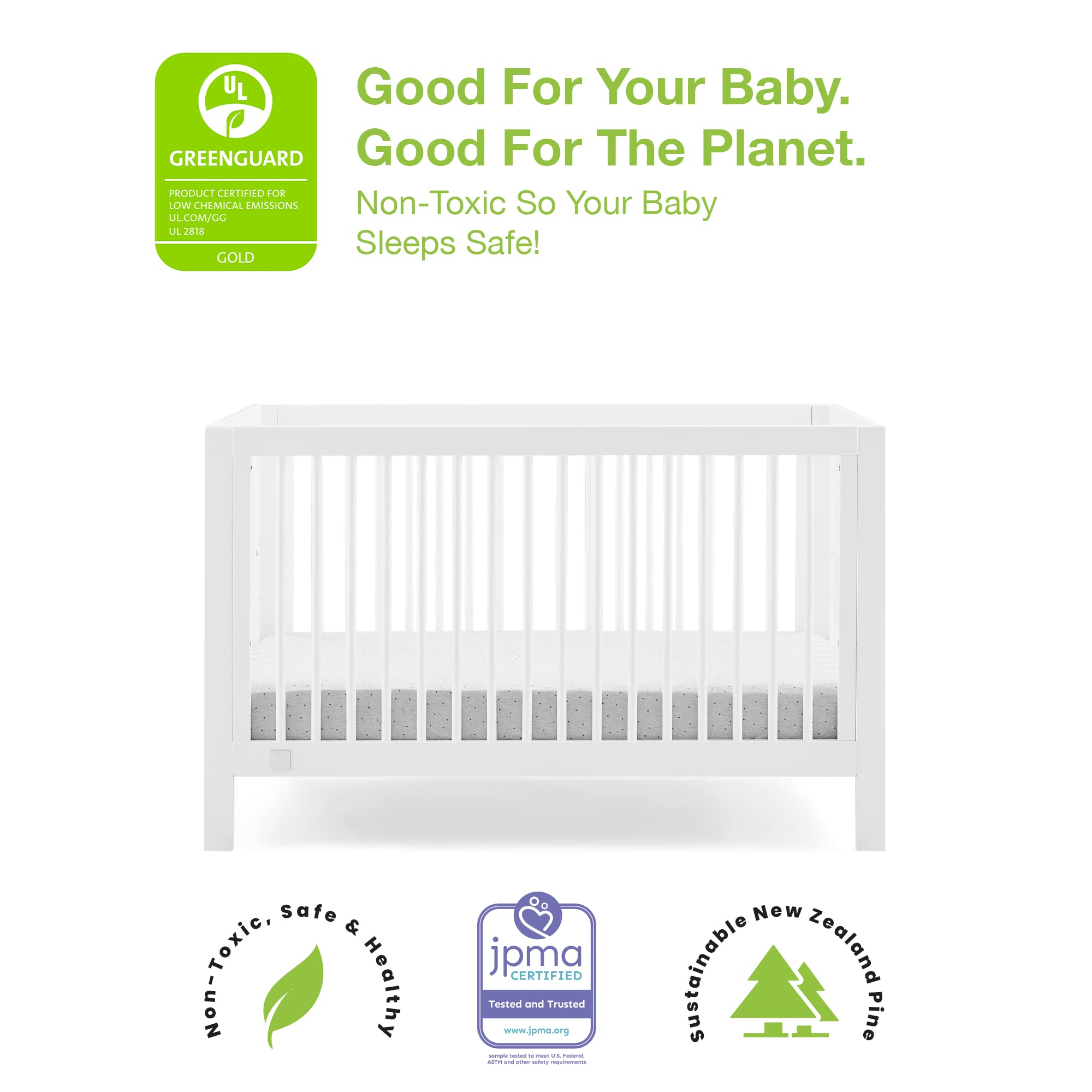 6-in-1 Convertible Crib with Adjustable Mattress Height