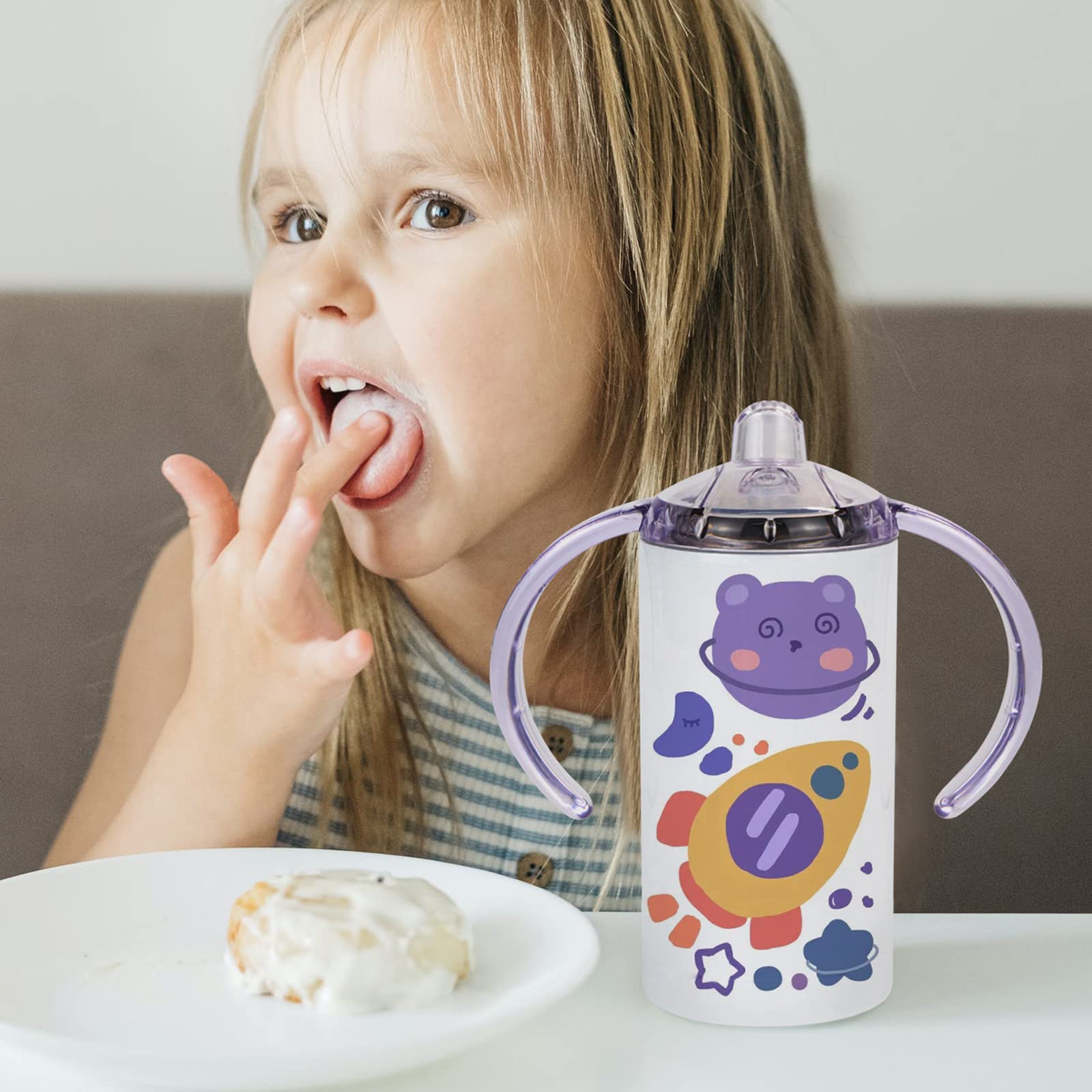 2 Pack Sublimation Blank Sippy Cup Tumblers with Handles Straight