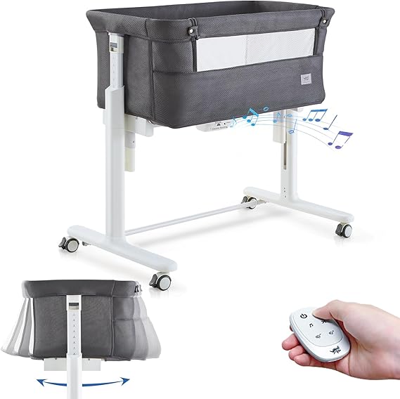 Rocking Bassinet for Baby Automatic Bedside Crib Electric Cradle 5 Heights