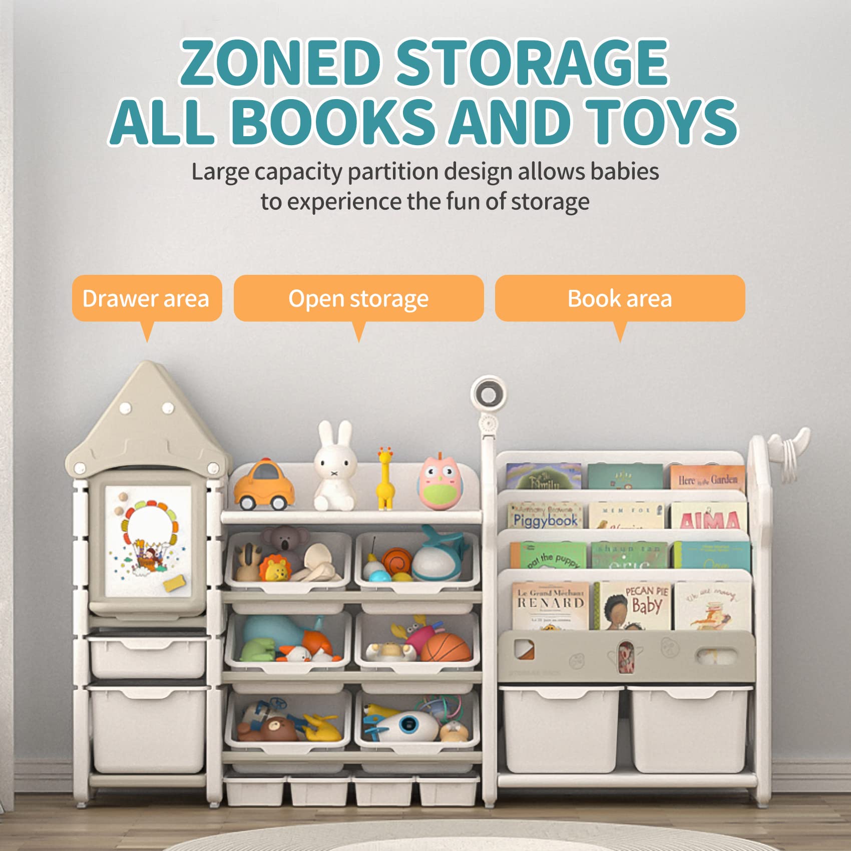 Kids Toy Storage Organizer with Bookshelf