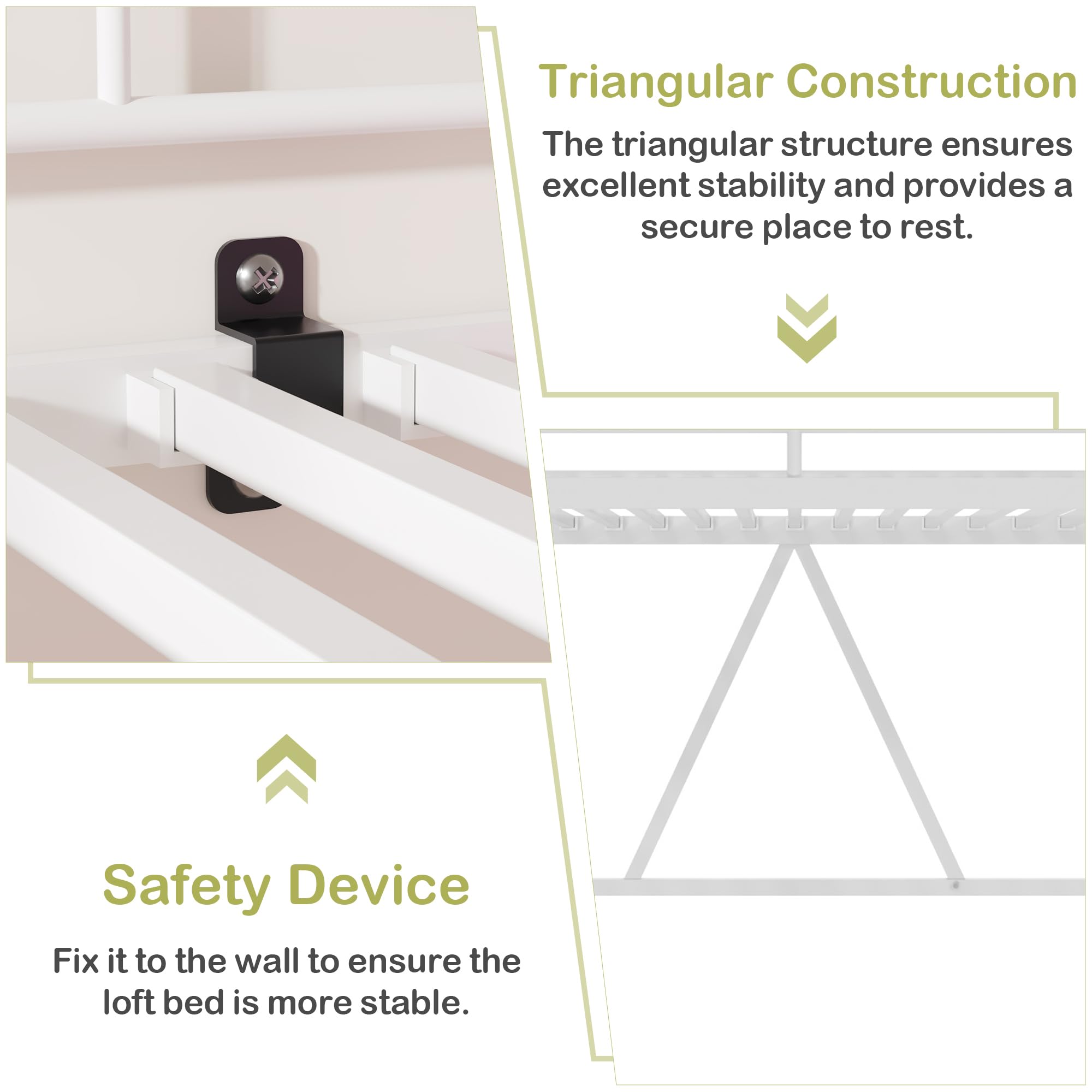 Twin Loft Bed with Ladder and Safety Guardrail
