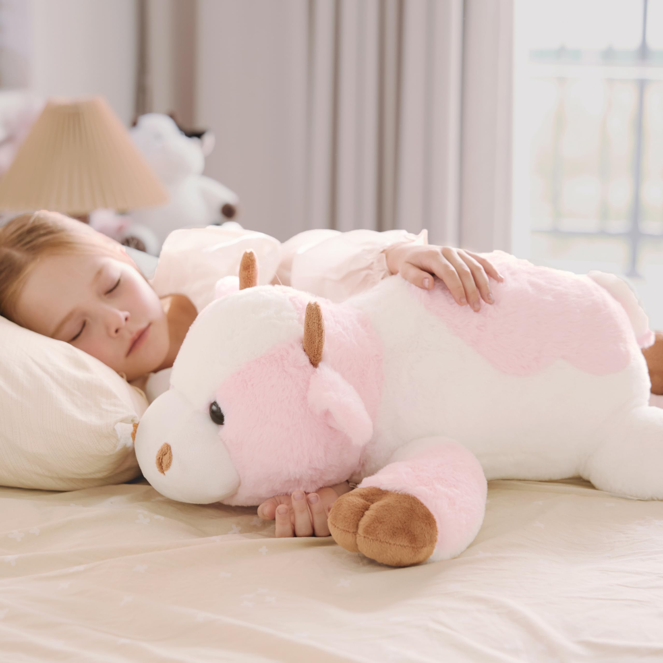 5 lbs Weighted Stuffed Animal Cow Plush Toy,26 inches Giant Large Big Jumbo Soft Toys