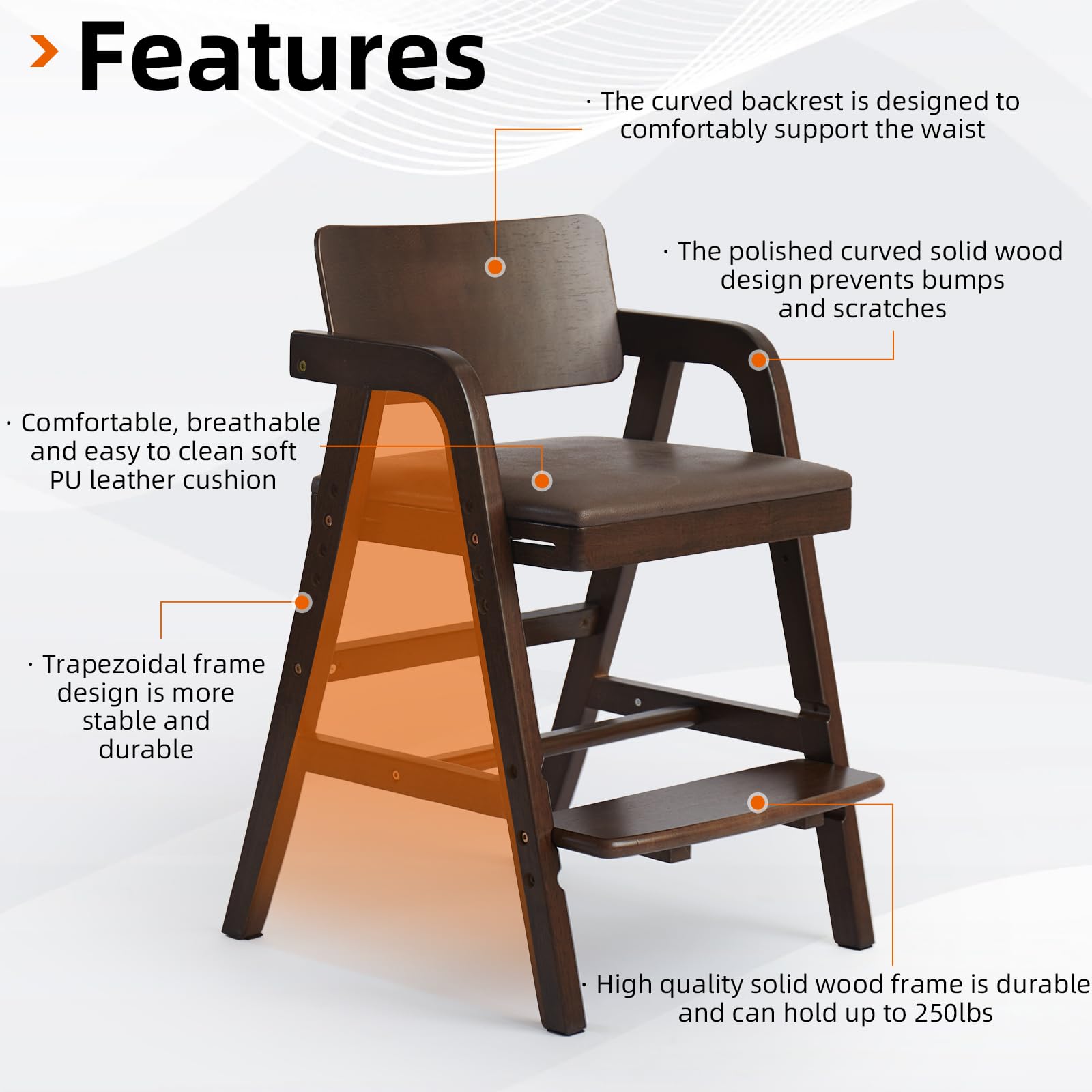 Wooden High Chair for Toddlers and Babies