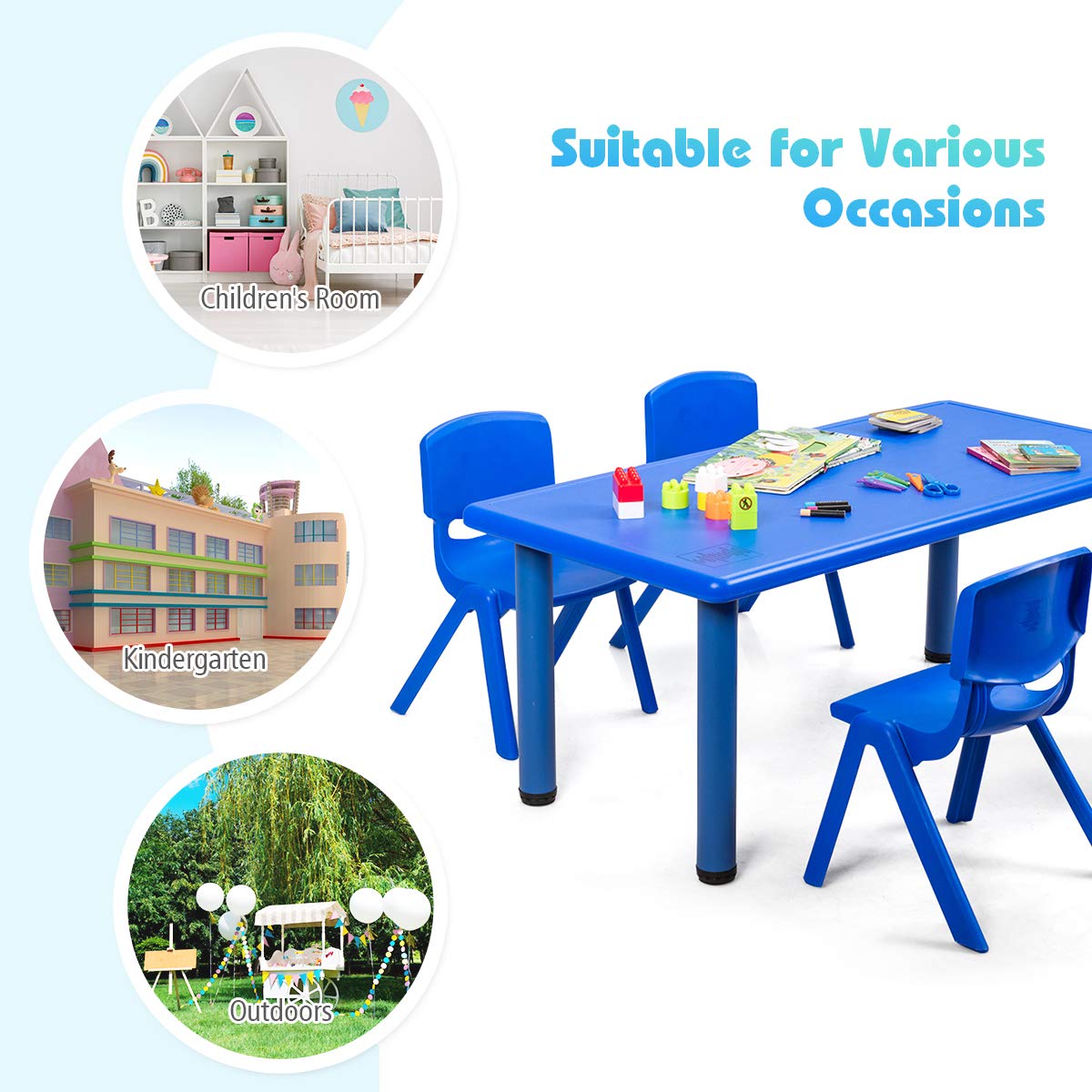 Rectangular Kids Activity Table for Reading Drawing Dining