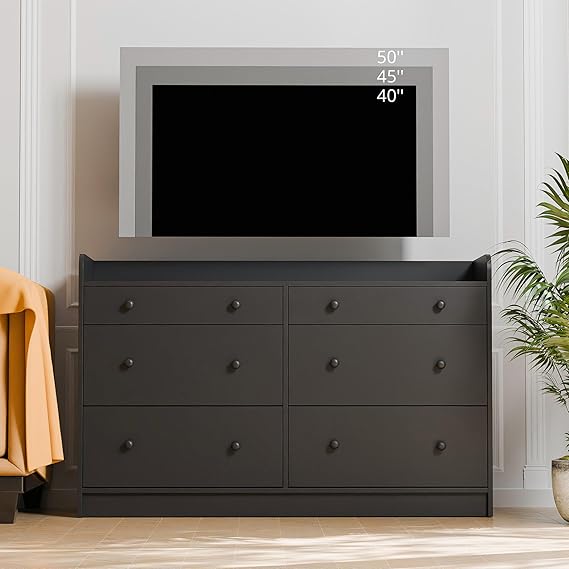 6 Drawer Dresser for Bedroom, Large Wood Dressers & Chests
