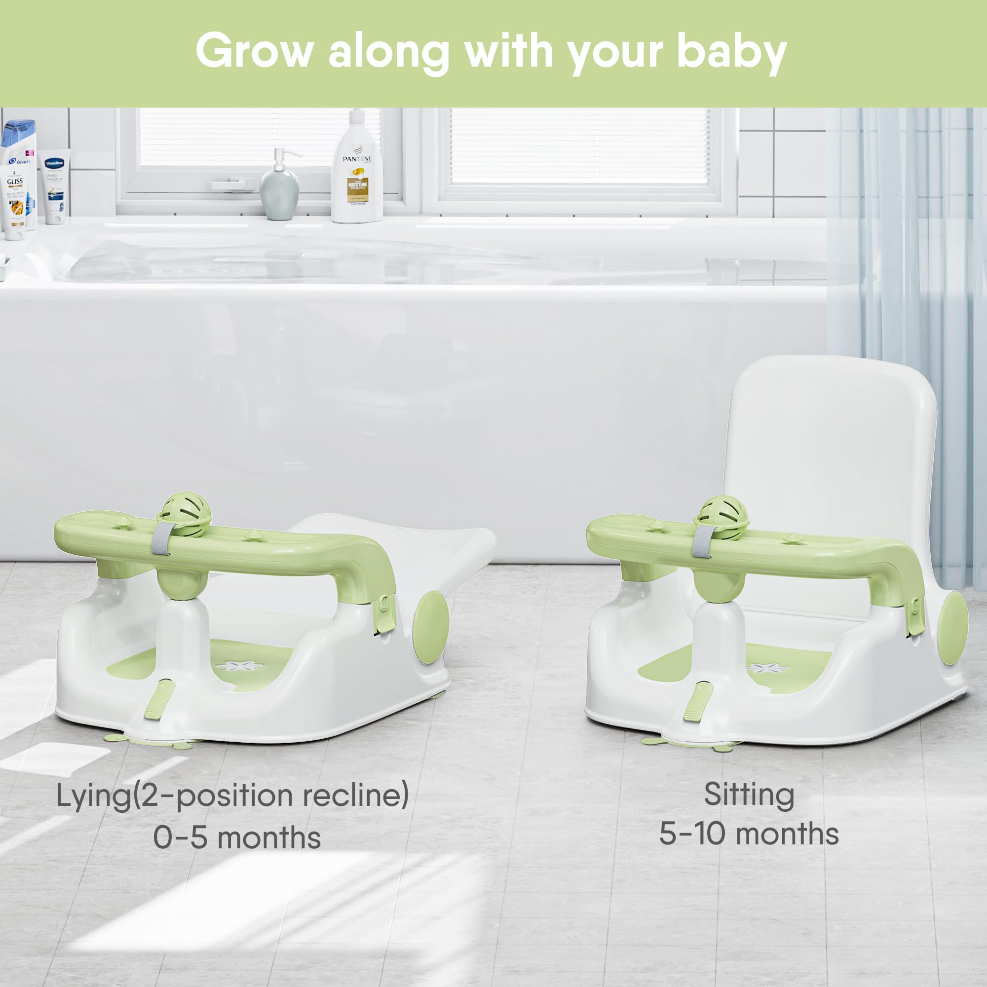 Baby Bath Seat with Adjustable Recline Positions