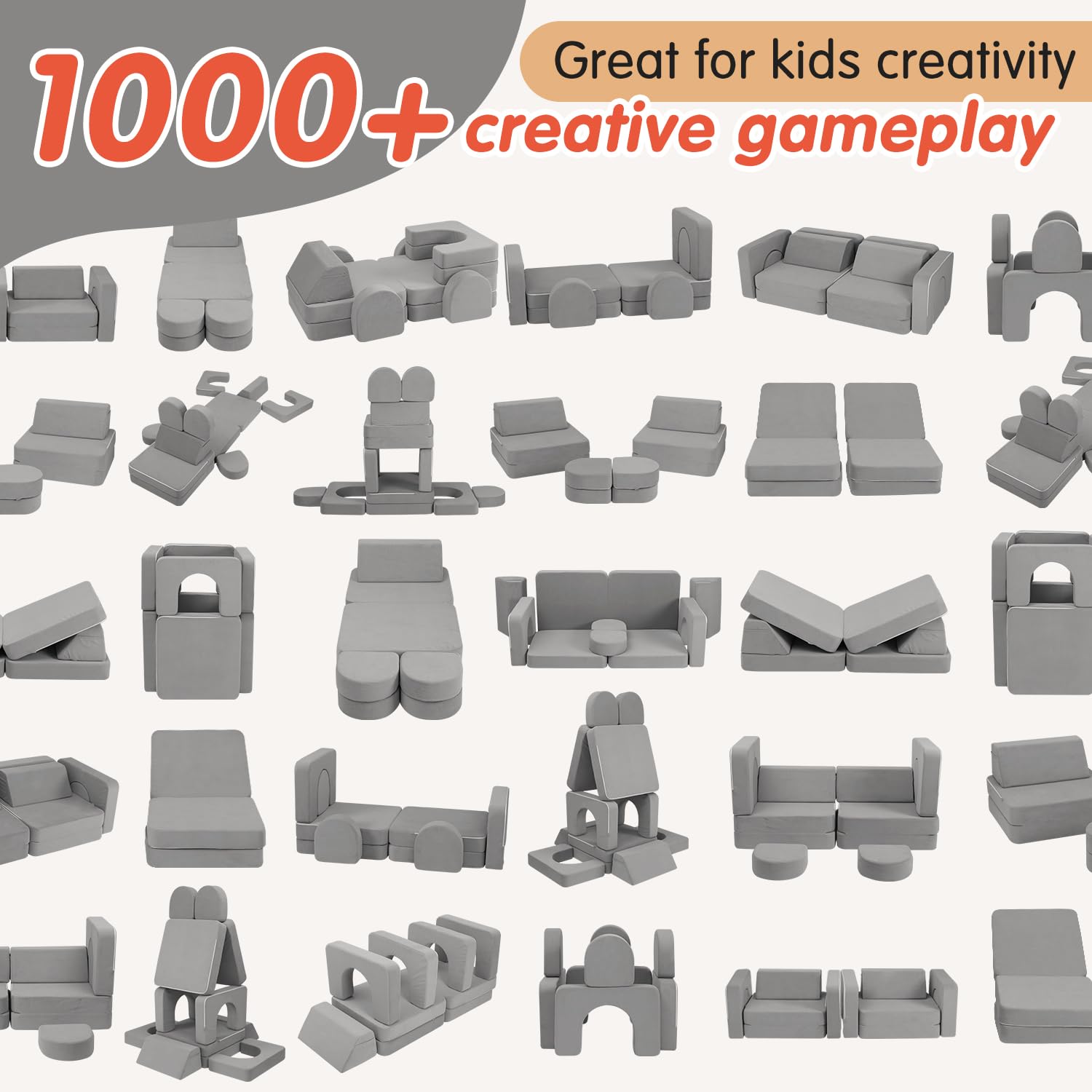 Modular Kids Play Couch with 1000+ Assembly Options